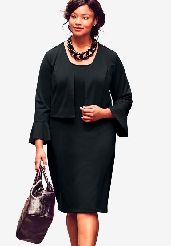 Jessica London Womens Plus Size Ponte Jacket Dress Suit