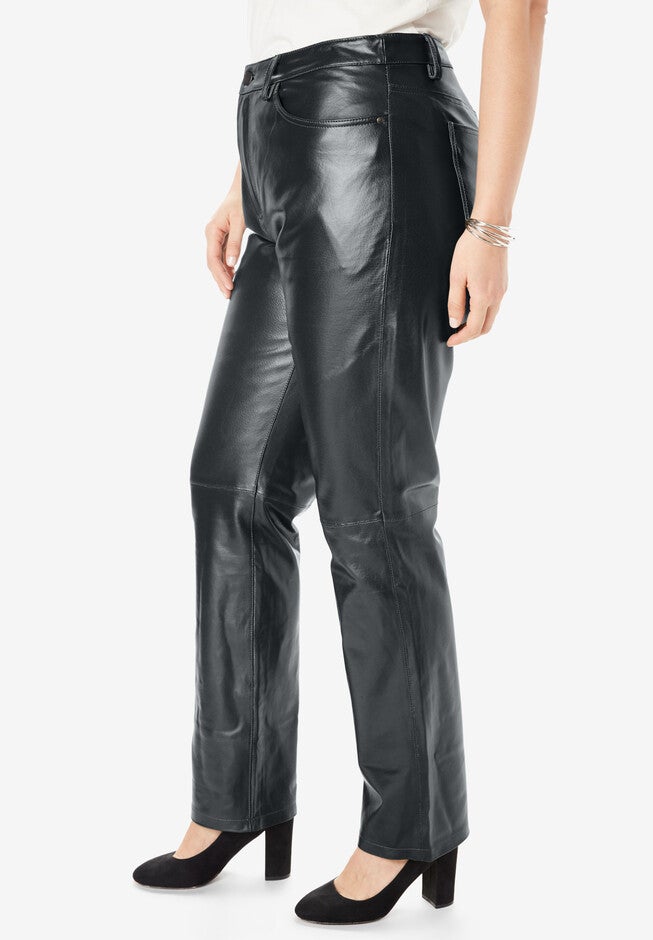 Straight Leg Leather Pants, , alternate image number 2