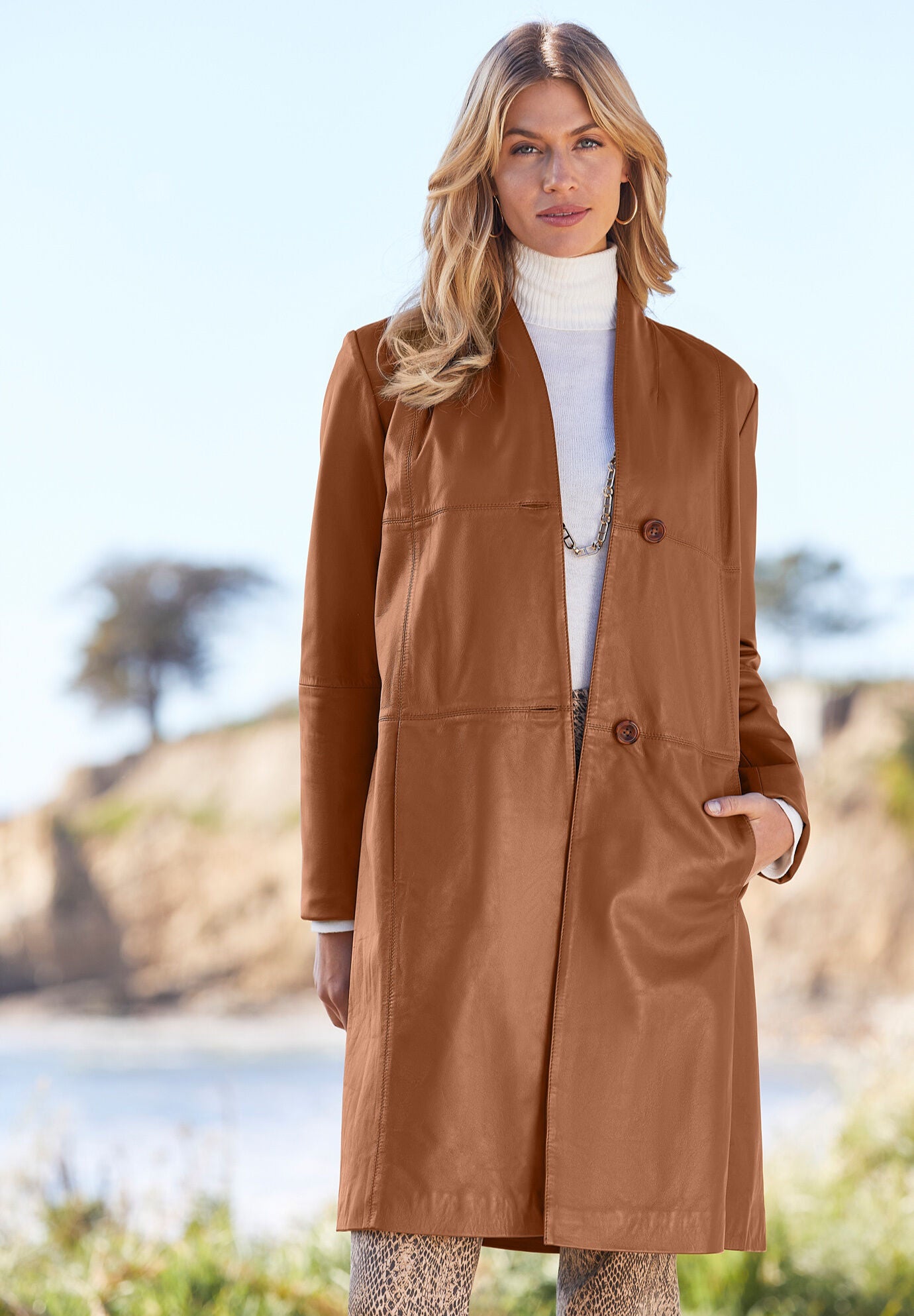 Ladies leather swing coat outlet
