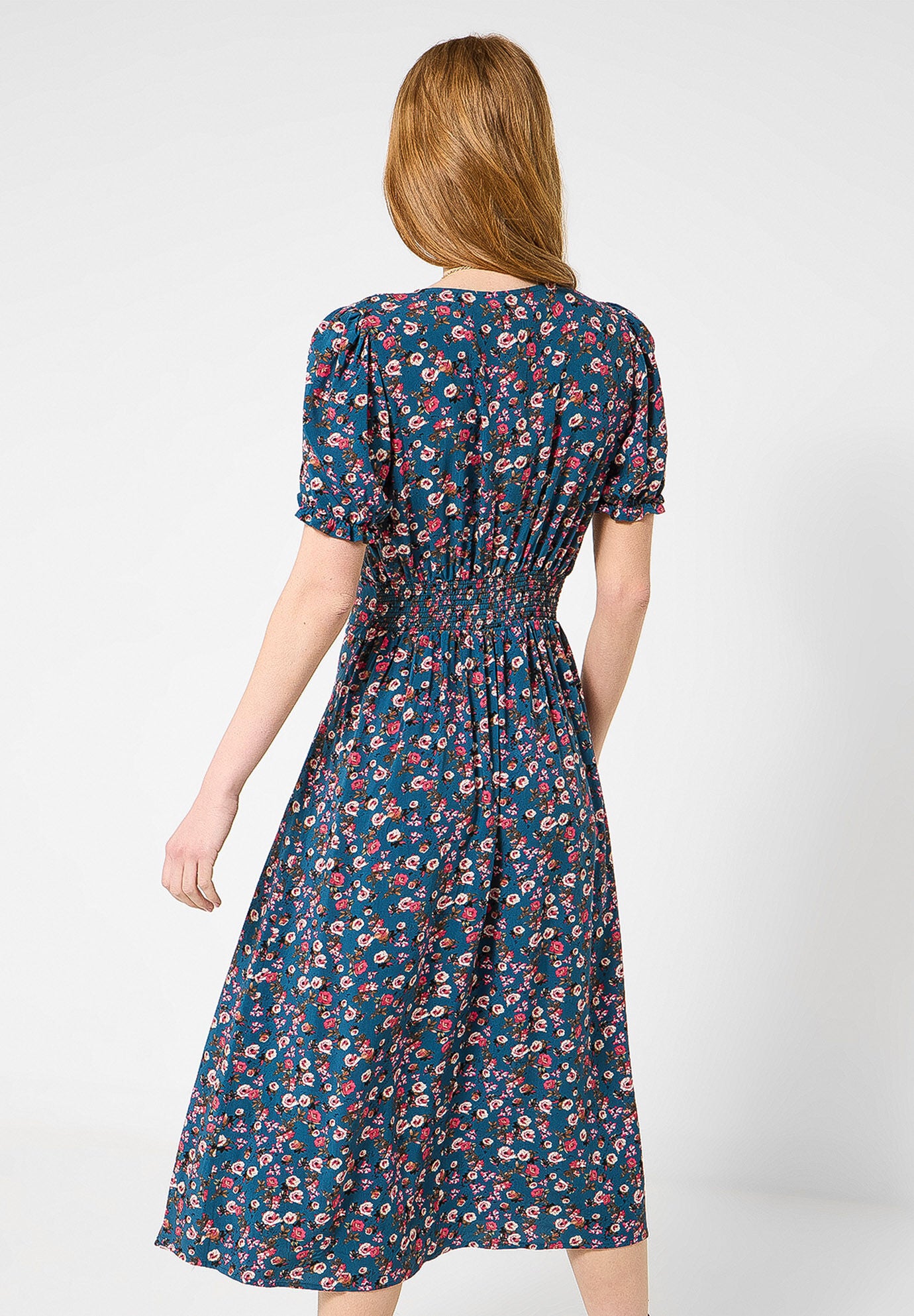 Short Sleeve Tea Dress, DUSTY DITSY ROSE, on-hover image number 1