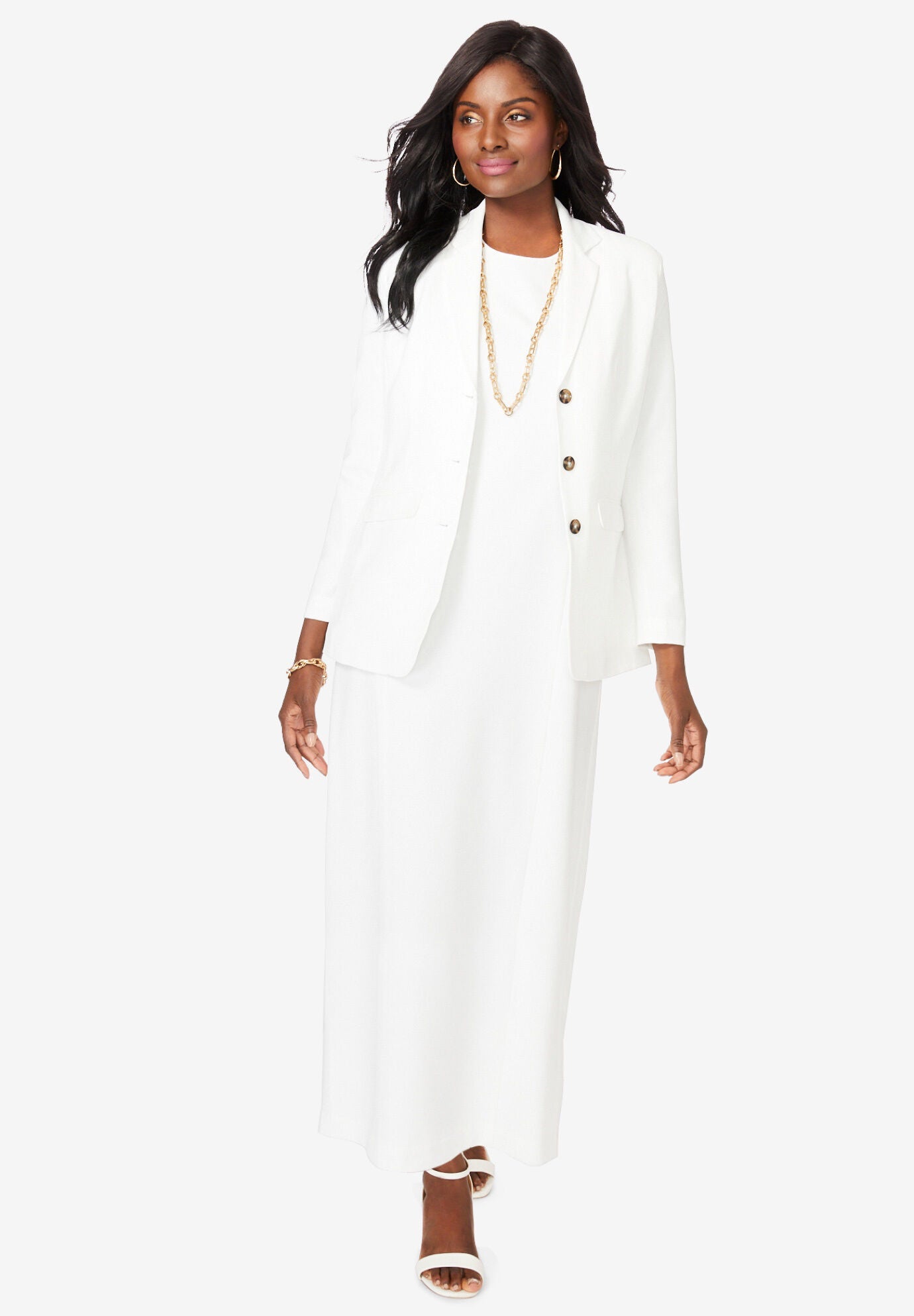 2 Piece Single Breasted Maxi Jacket Dress Jessica London