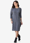 Cable Sweater Dress, MEDIUM HEATHER GREY, hi-res image number null