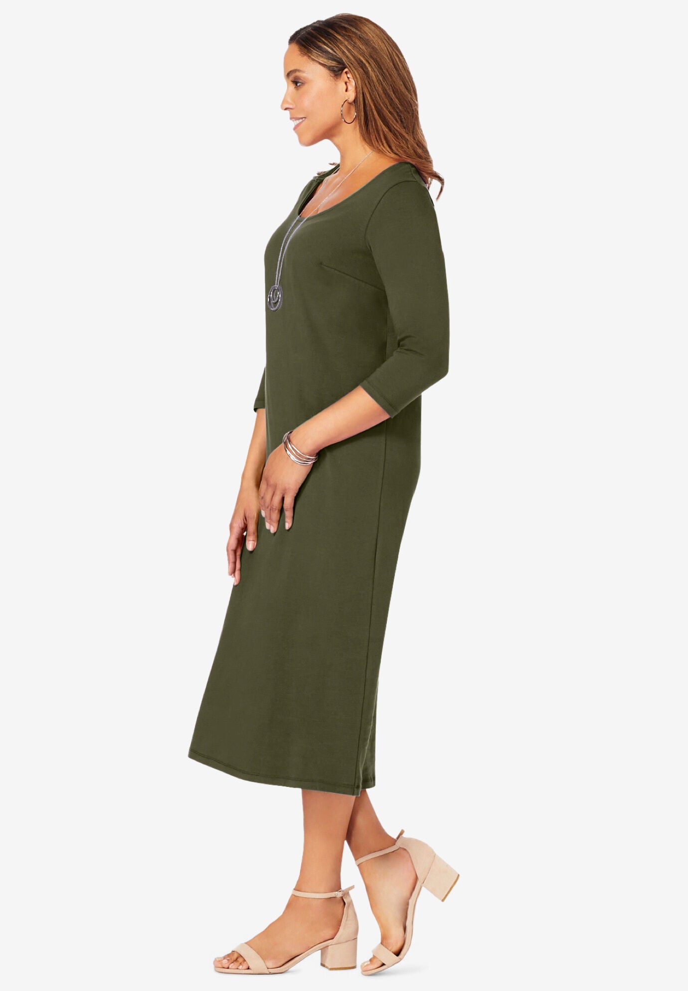 Stretch Cotton T-Shirt Dress, , alternate image number 2