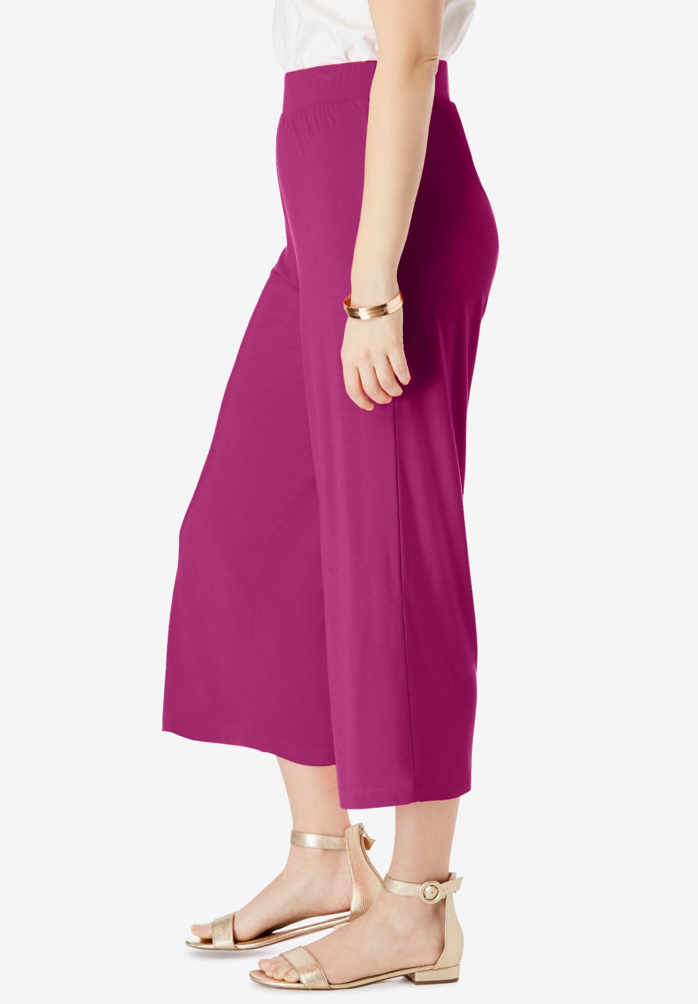 Everyday Stretch Knit Wide Leg Crop Pant, , alternate image number 3