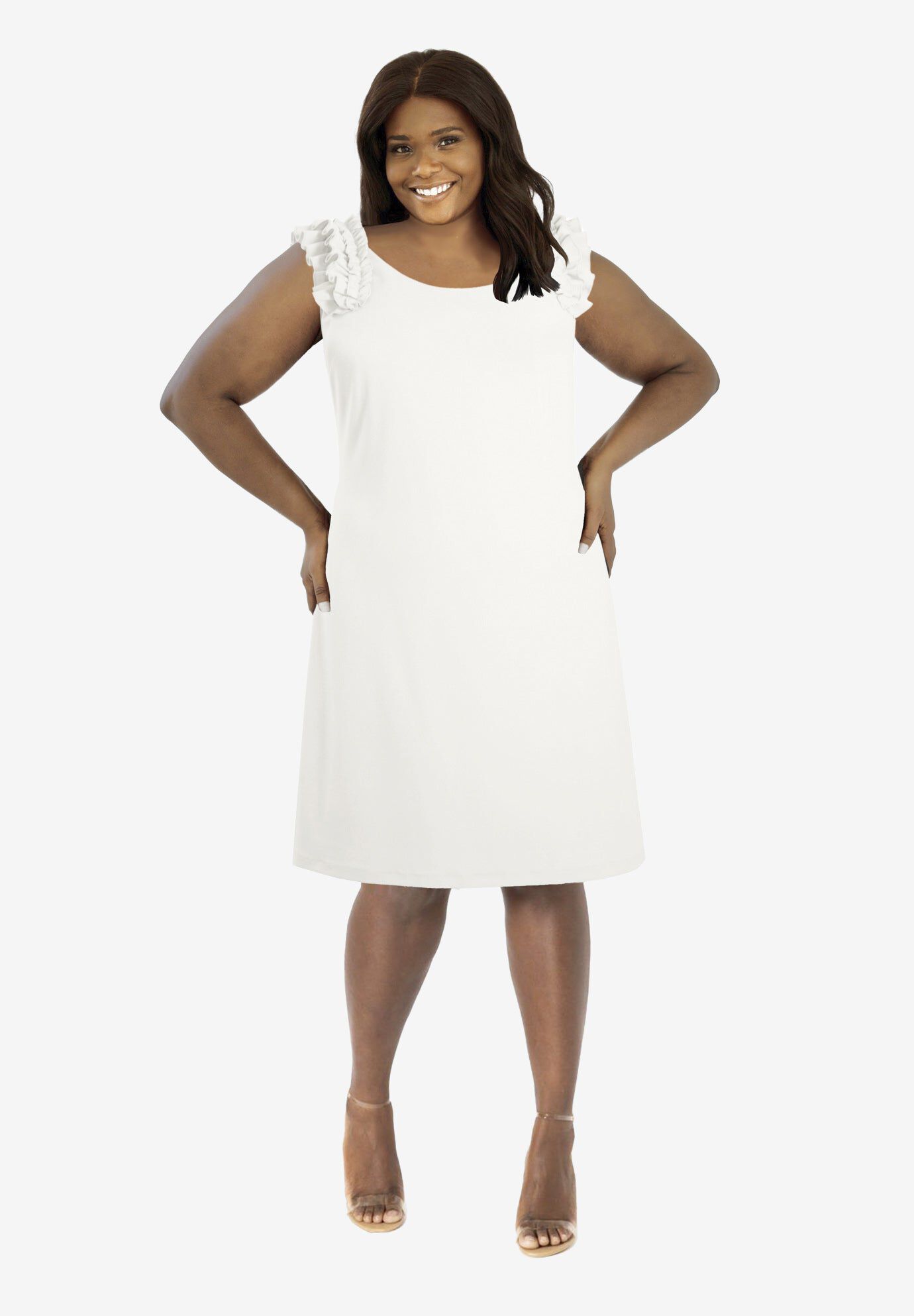 Misses Size Sleeveless Midi Dress, IVORY, hi-res image number 0