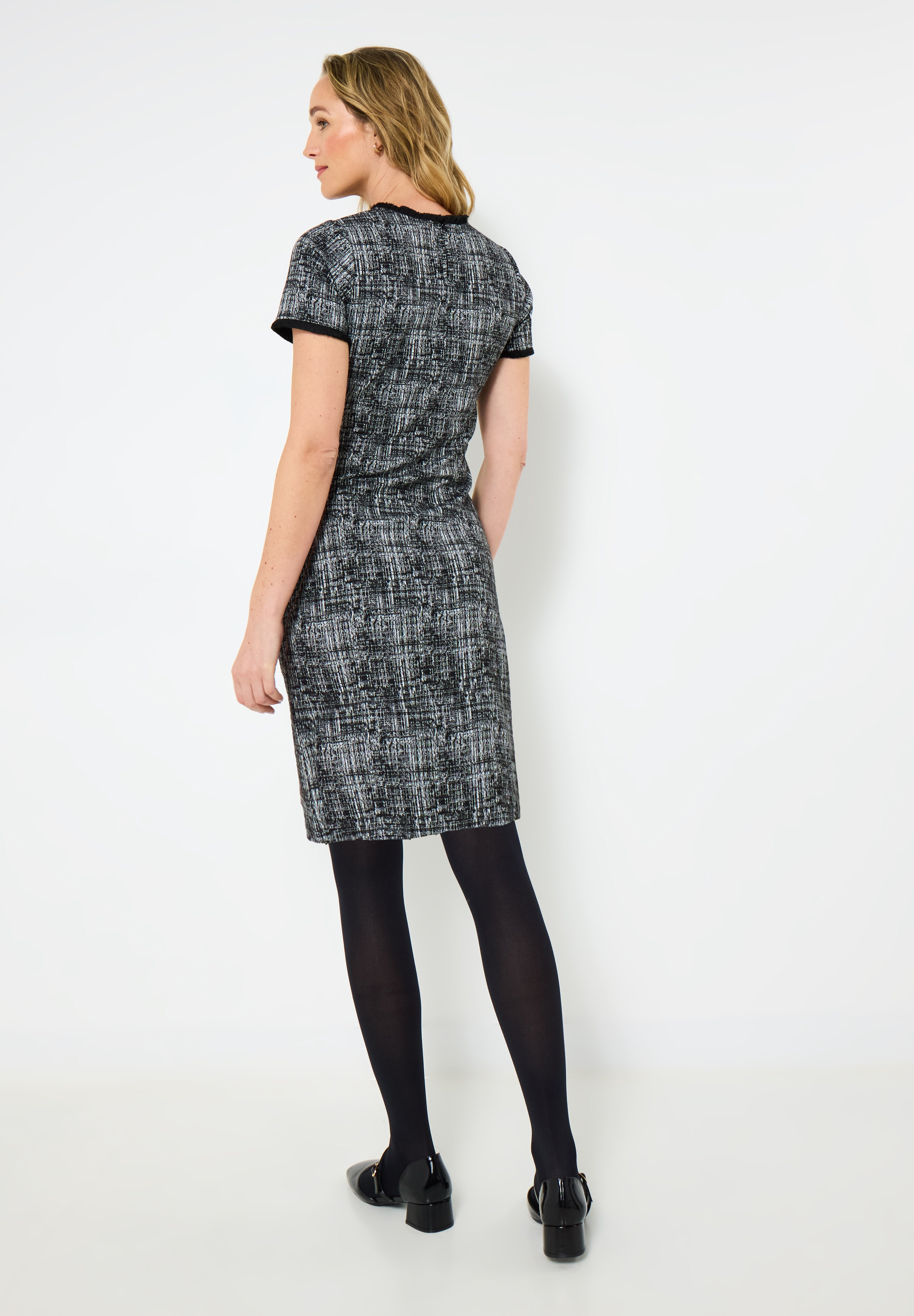 Stretch Tweed Shift Dress, BLACK GRAPHIC TWEED, alternate image number 2