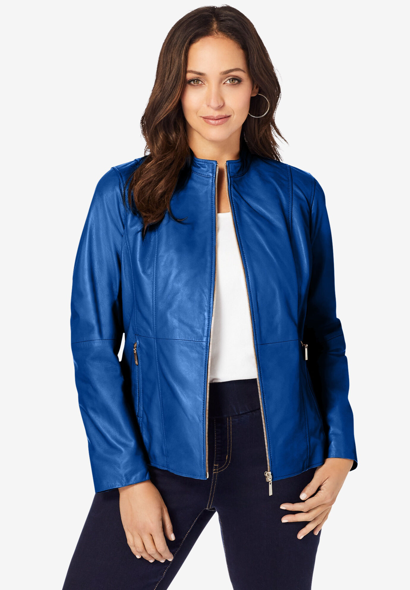 Plus Size Womens Track Jacket in Washable Ultra Suede 