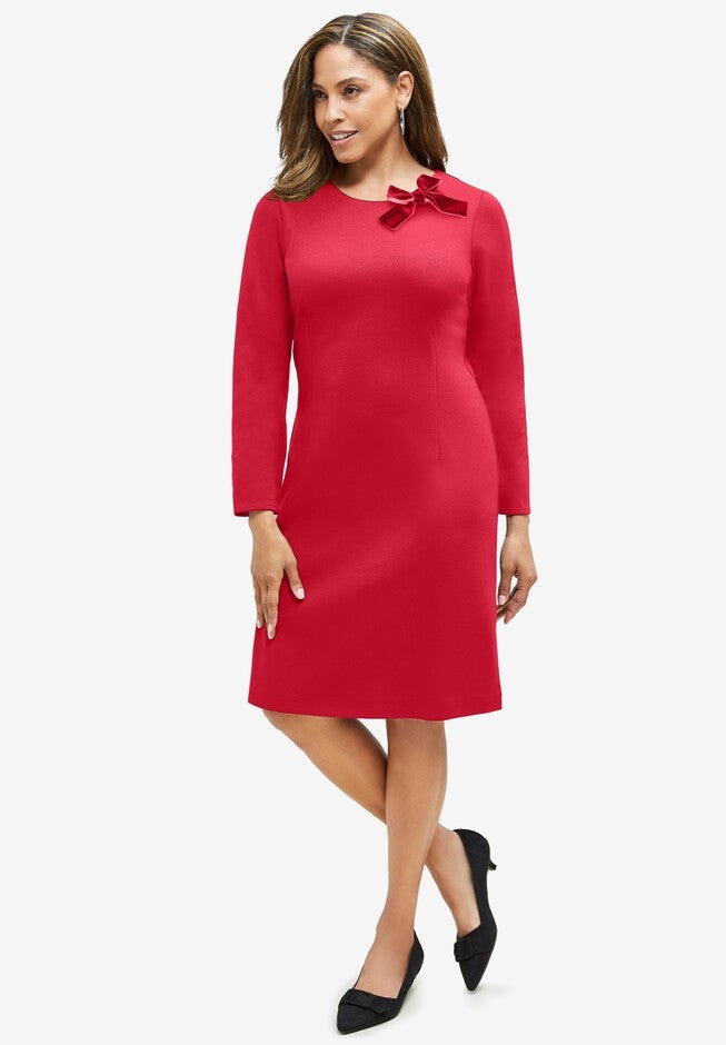 Bow A-Line Dress, CLASSIC RED, hi-res image number null