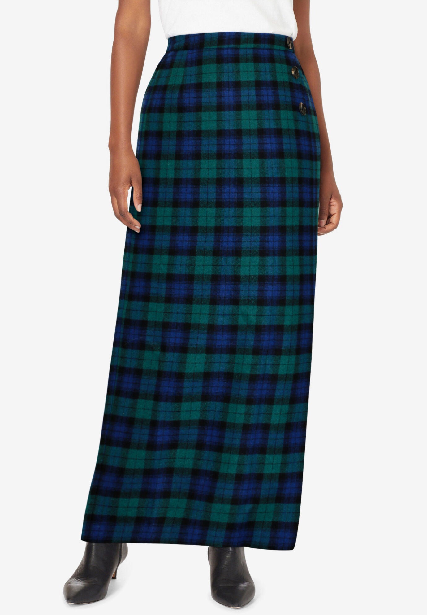 Black watch plaid pencil skirt cheap