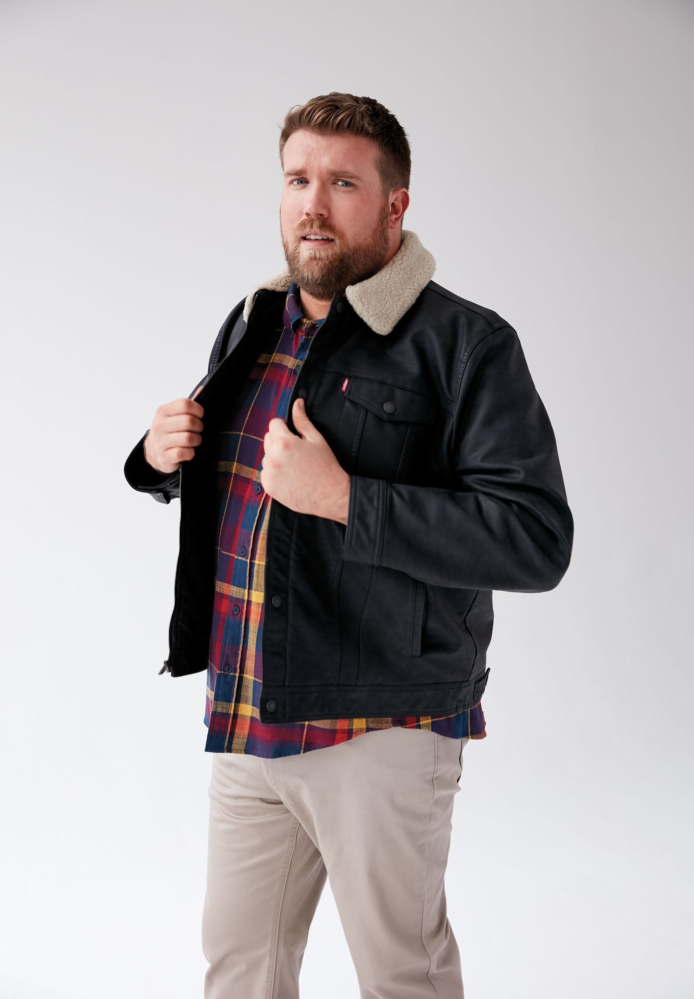 Classic Faux Leather Trucker Jacket 