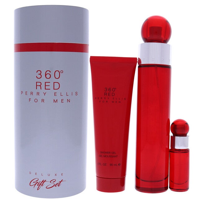 360 Red by Perry Ellis for Men - 3 Pc Gift Set 3.4oz EDT Spray, 7.5ml EDT Mini Spray, 3oz Shower Gel, NA, hi-res image number null