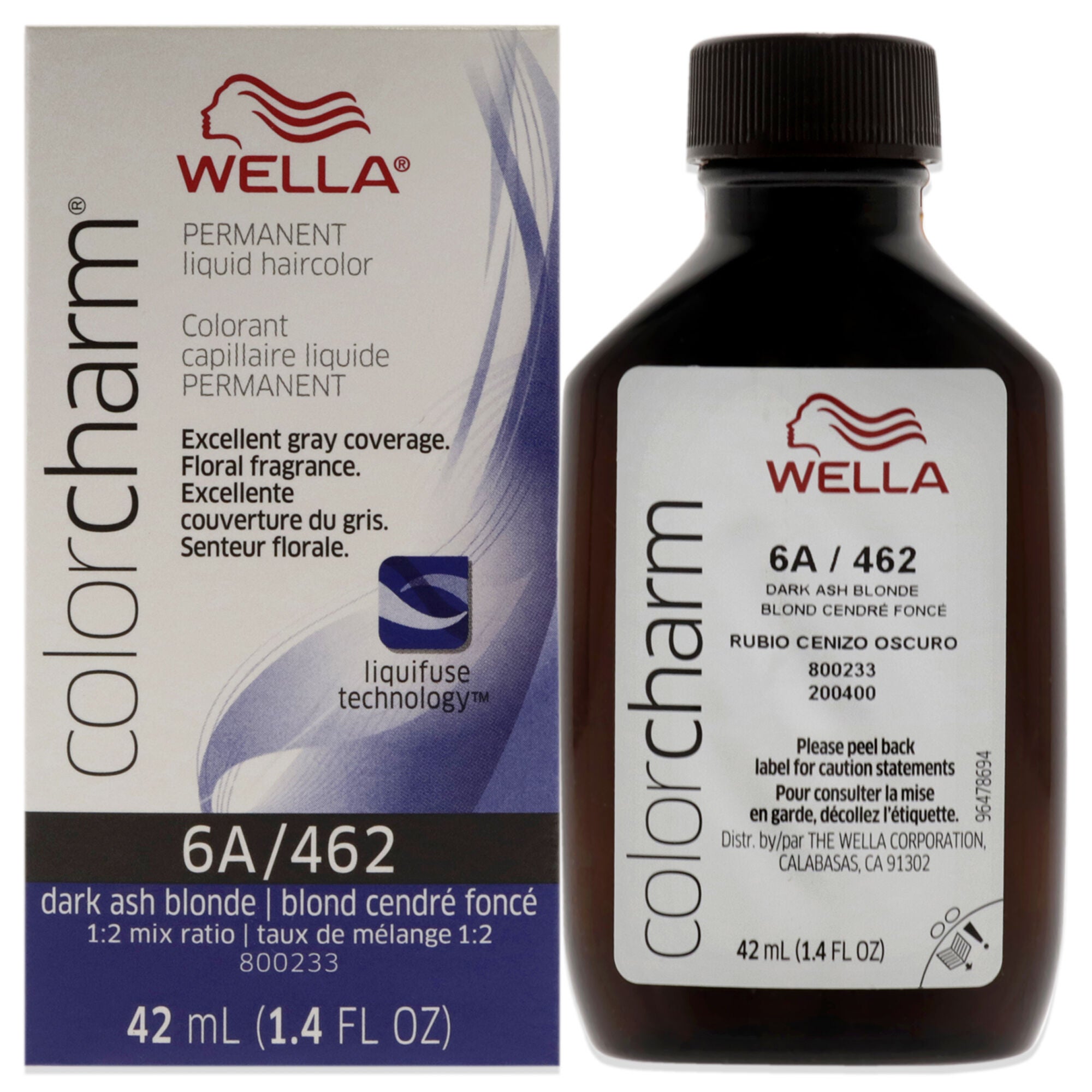 Color Charm Permanent Liquid Haircolor - 462 6A Dark Ash Blonde by Wella for Unisex - 1.4 oz Hair Color, See Description, hi-res image number 0