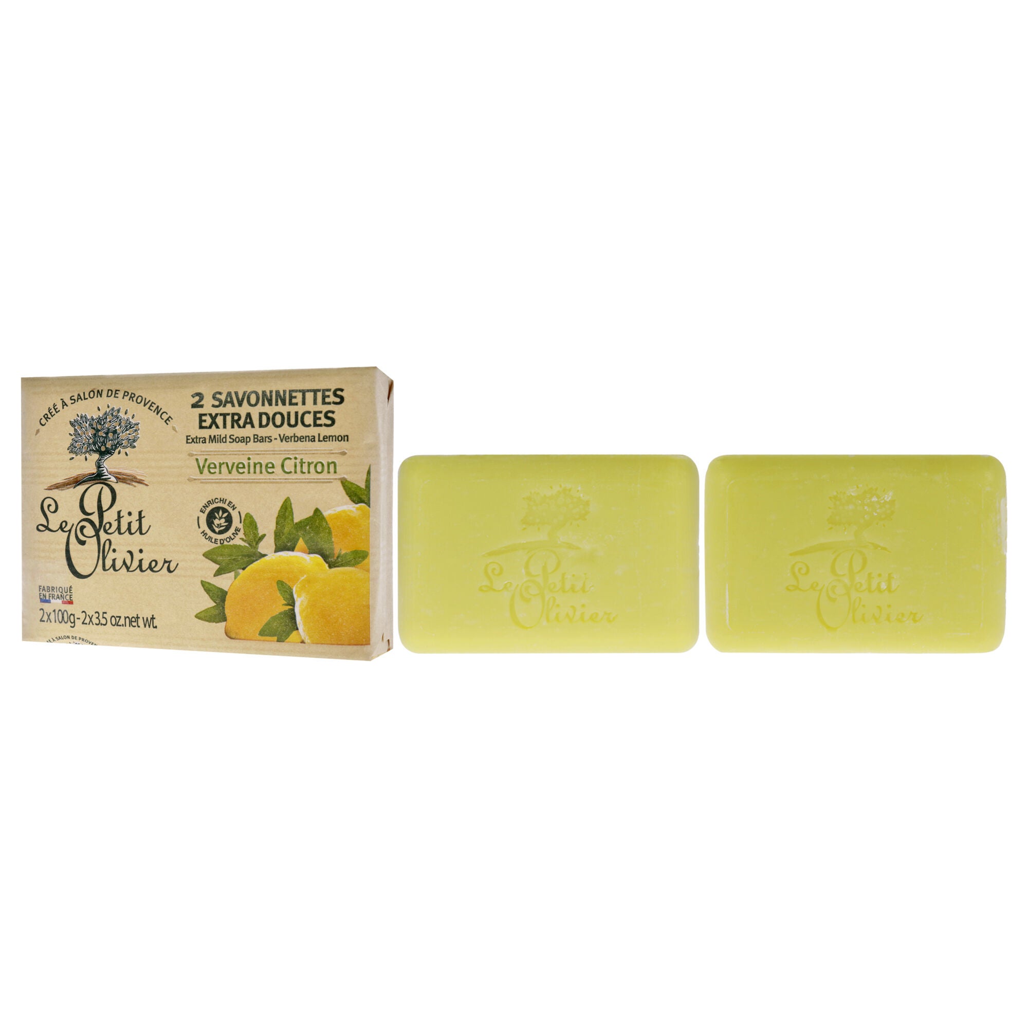 Extra Mild Soap Bars - Verbena Lemon by Le Petit Olivier for Men - 2 x 3.5 oz Soap, , alternate image number 7