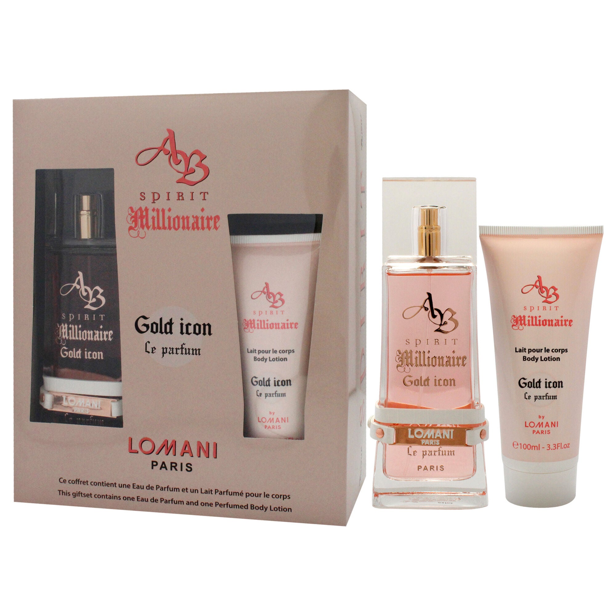 AB Spirit Millionaire Le Parfum Gold Icon by Lomani for Women - 2 Pc Gift Set 3.3oz EDP Spray, 3.3oz Body Lotion, See Description, alternate image number 3