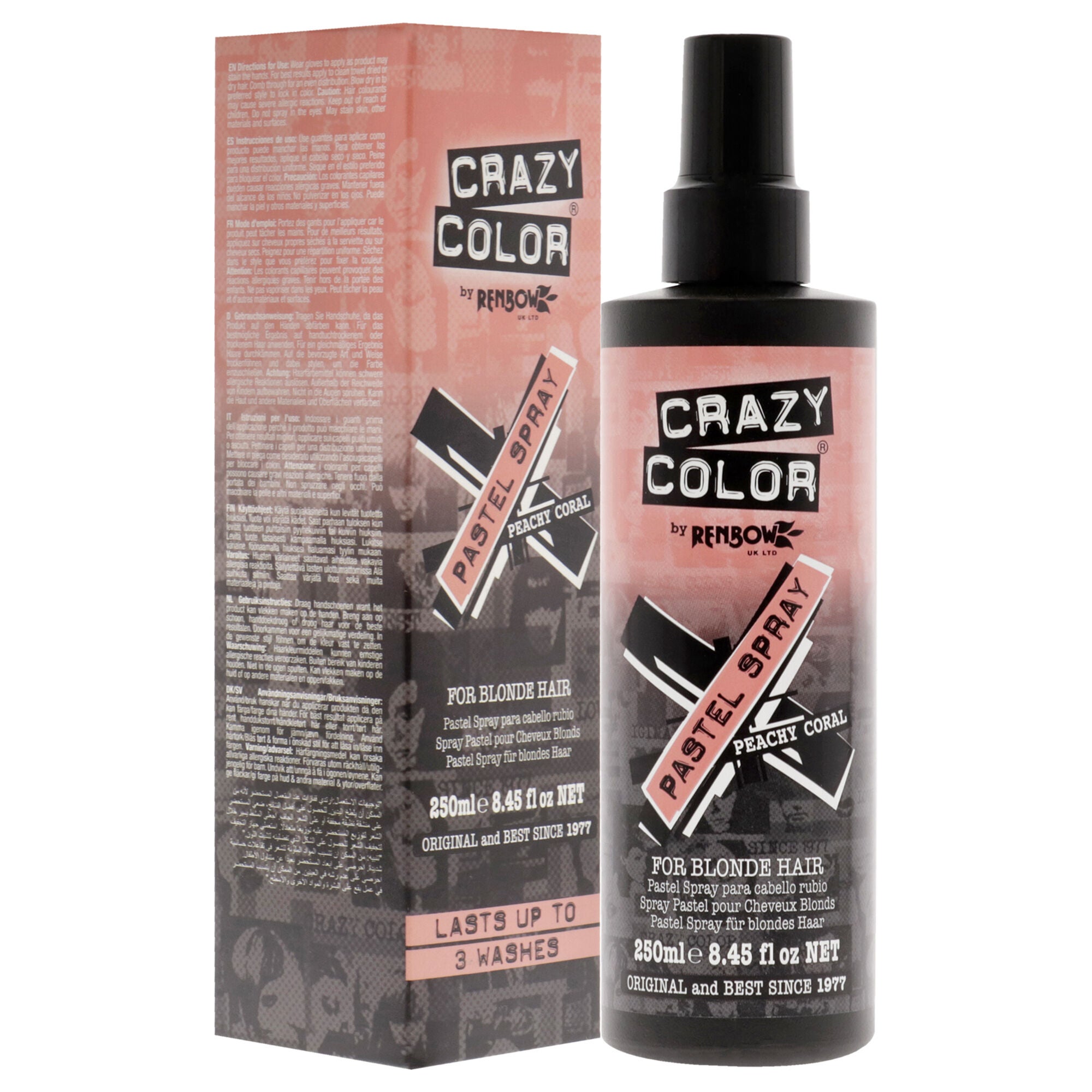 Pastel Spray - Peachy Coral by Crazy Color for Women - 8.45 oz Hair Spray, See Description, alternate image number 1