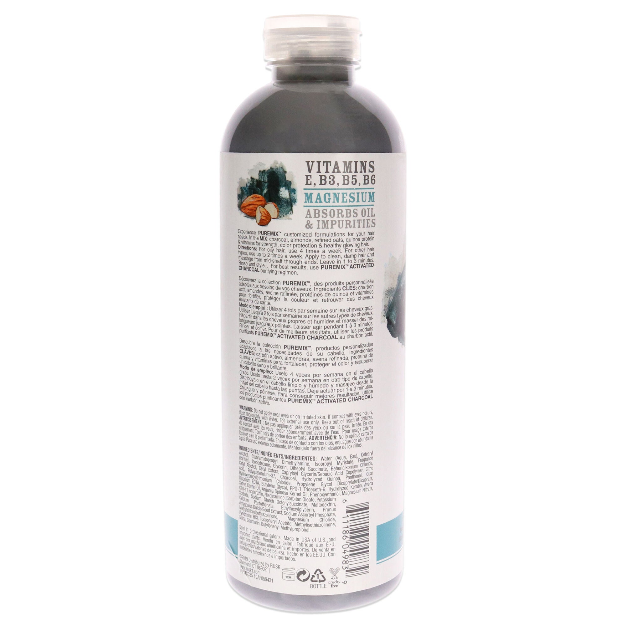 Puremix Activated Charcoal Purifying Conditioner by Rusk for Unisex - 35 oz Conditioner, See Description, alternate image number 2