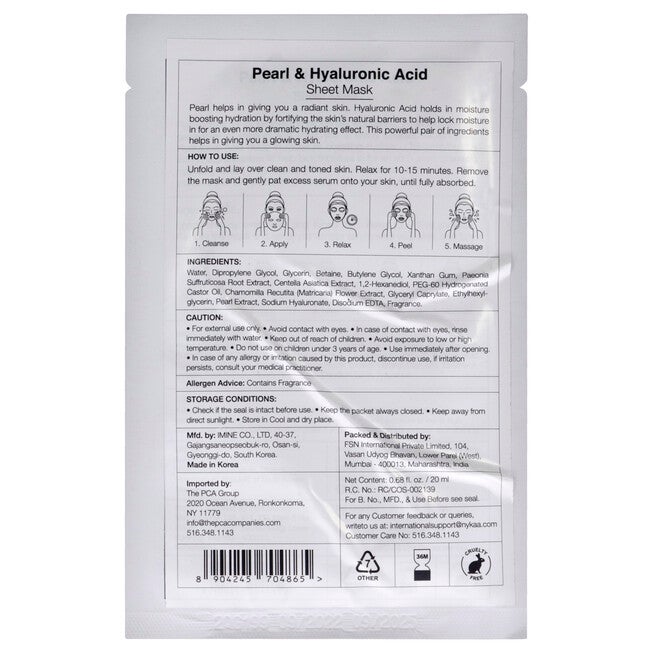 Skin Secrets Sheet Mask - Pearl and Hyaluronic Acid by Nykaa Naturals for Women - 1 Pc Mask, , alternate image number null
