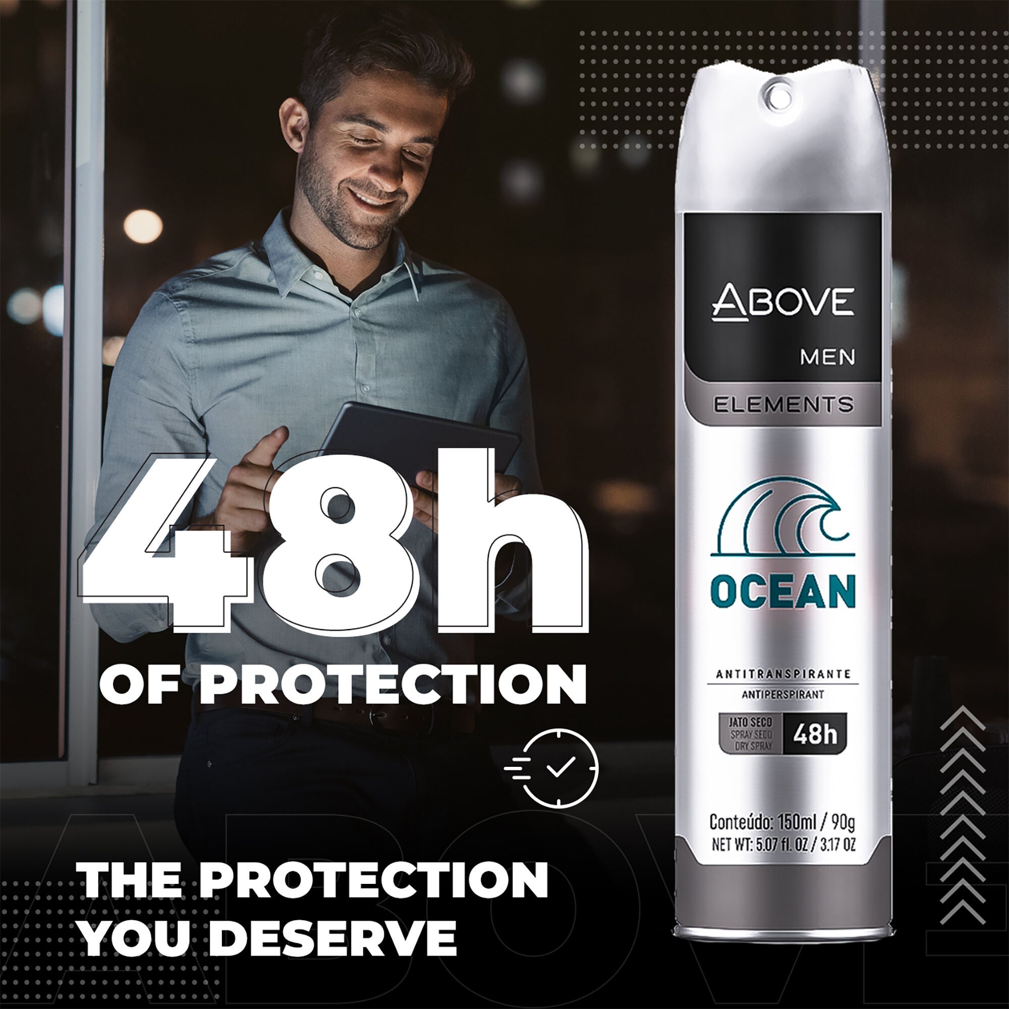 48 Hours Element Antiperspirant Deodorant - Ocean by Above for Men - 3.17 oz Deodorant Spray - Pack of 4, See Description, alternate image number 2