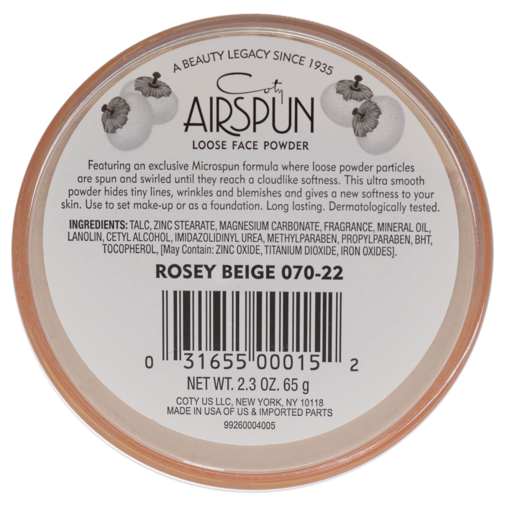 Airspun Loose Face Powder - 022 Rosey Beige by Coty for Women - 2.3 oz Powder, See Description, alternate image number 2