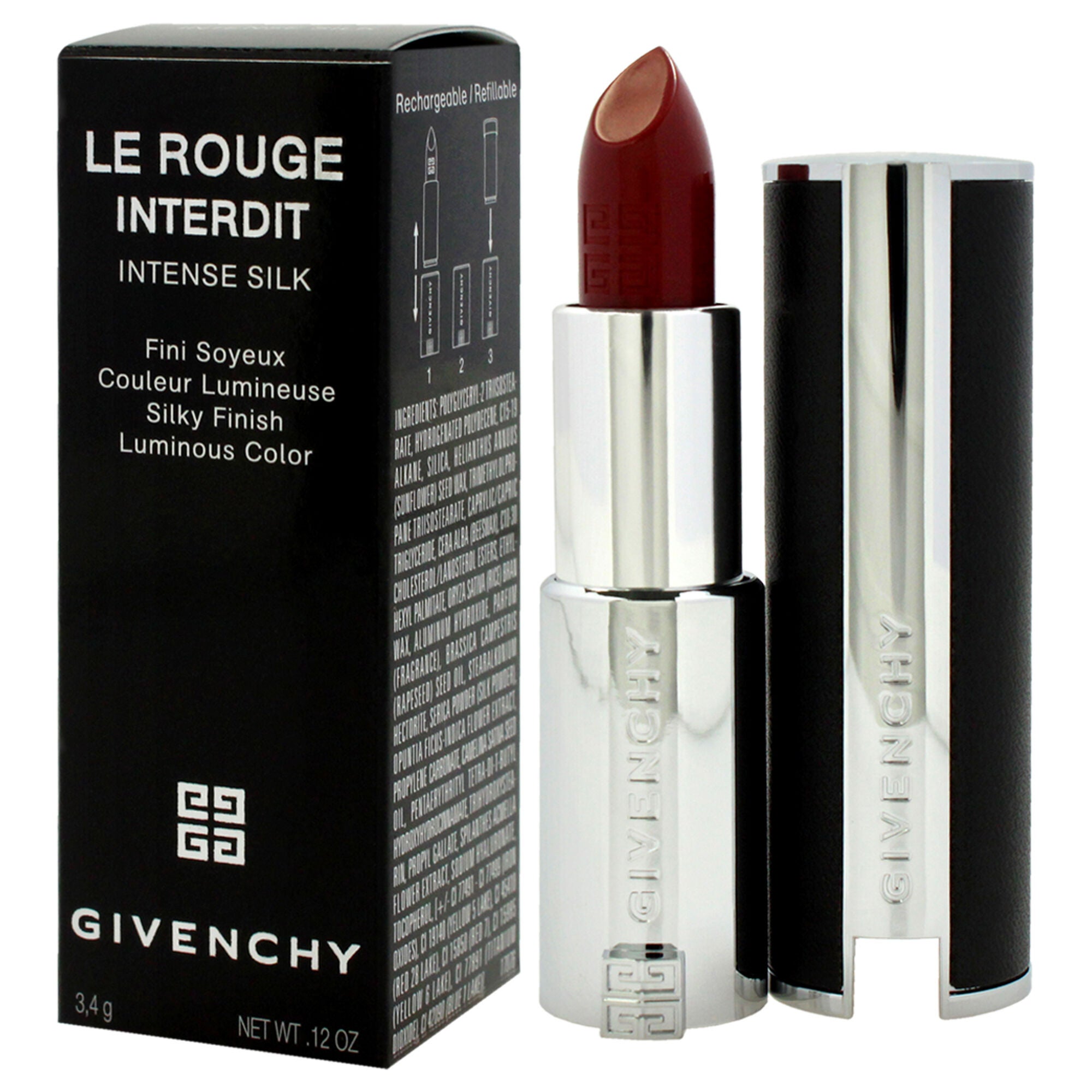 Le Rouge Interdit Intense Silk Lipstick - 334 Grenat Volontaire by Givenchy for Women - 0.12 oz Lipstick, See Description, alternate image number 3