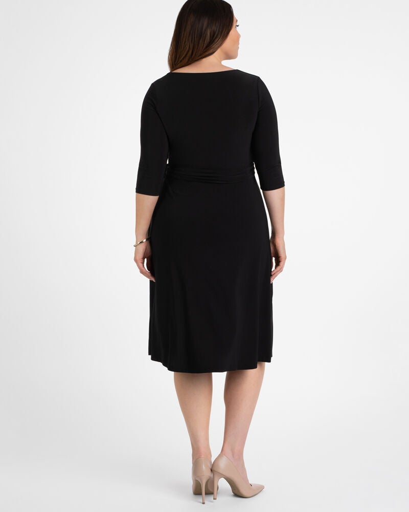Sweetheart Knit Wrap Dress, Black, alternate image number 1