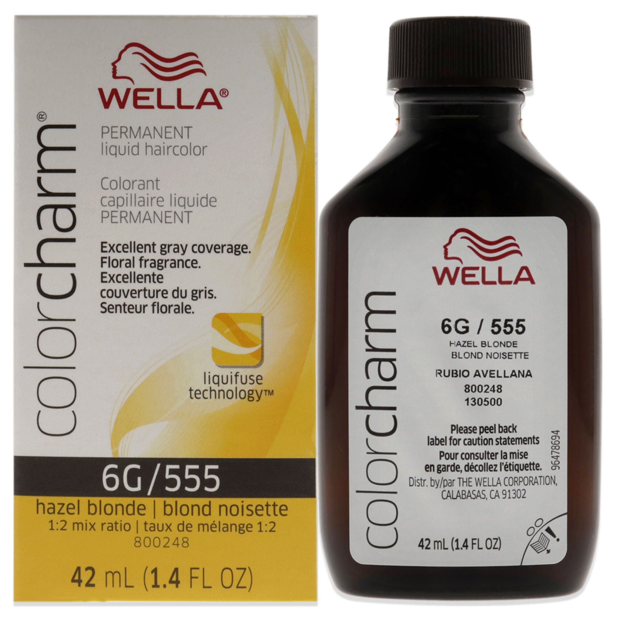 Color Charm Permanent Liquid Hair Color - 555 6G Hazel Blonde by Wella for Unisex - 1.42 oz Hair Color, See Description, hi-res image number 0