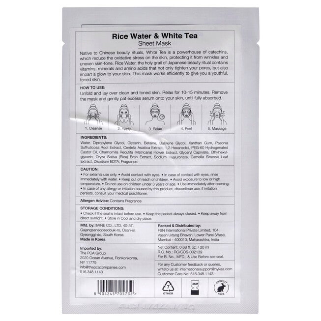 Skin Secrets Sheet Mask - Rice Water and White Tea by Nykaa Naturals for Women - 1 Pc Mask, See Description, alternate image number 2