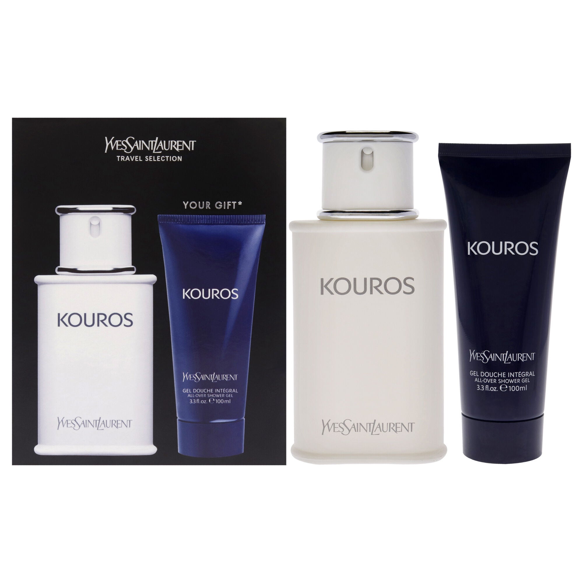 Kouros by Yves Saint Laurent for Men - 2 Pc Gift Set 3.3oz EDT Spray, 3.3oz Hair And Body Wash, See Description, hi-res image number 0
