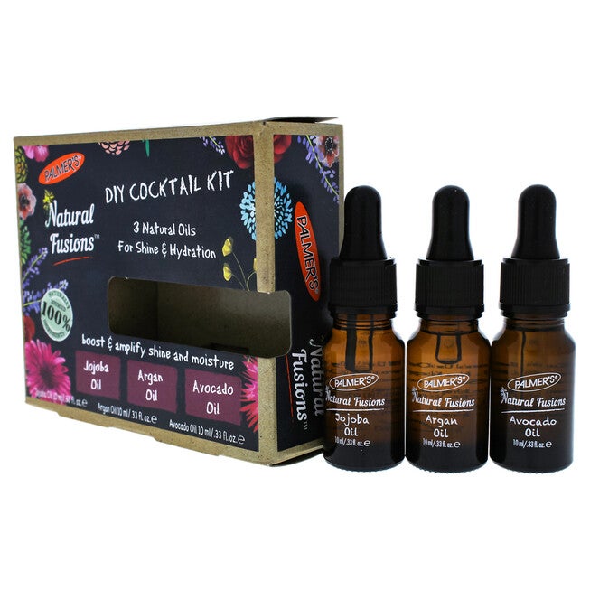 Natural Fusions Shine and Hydration DIY Cocktail Kit by Palmers for Unisex - 3 x 0.33 oz Jojoba Oil, Argan Oil, Avocado Oil, , alternate image number null