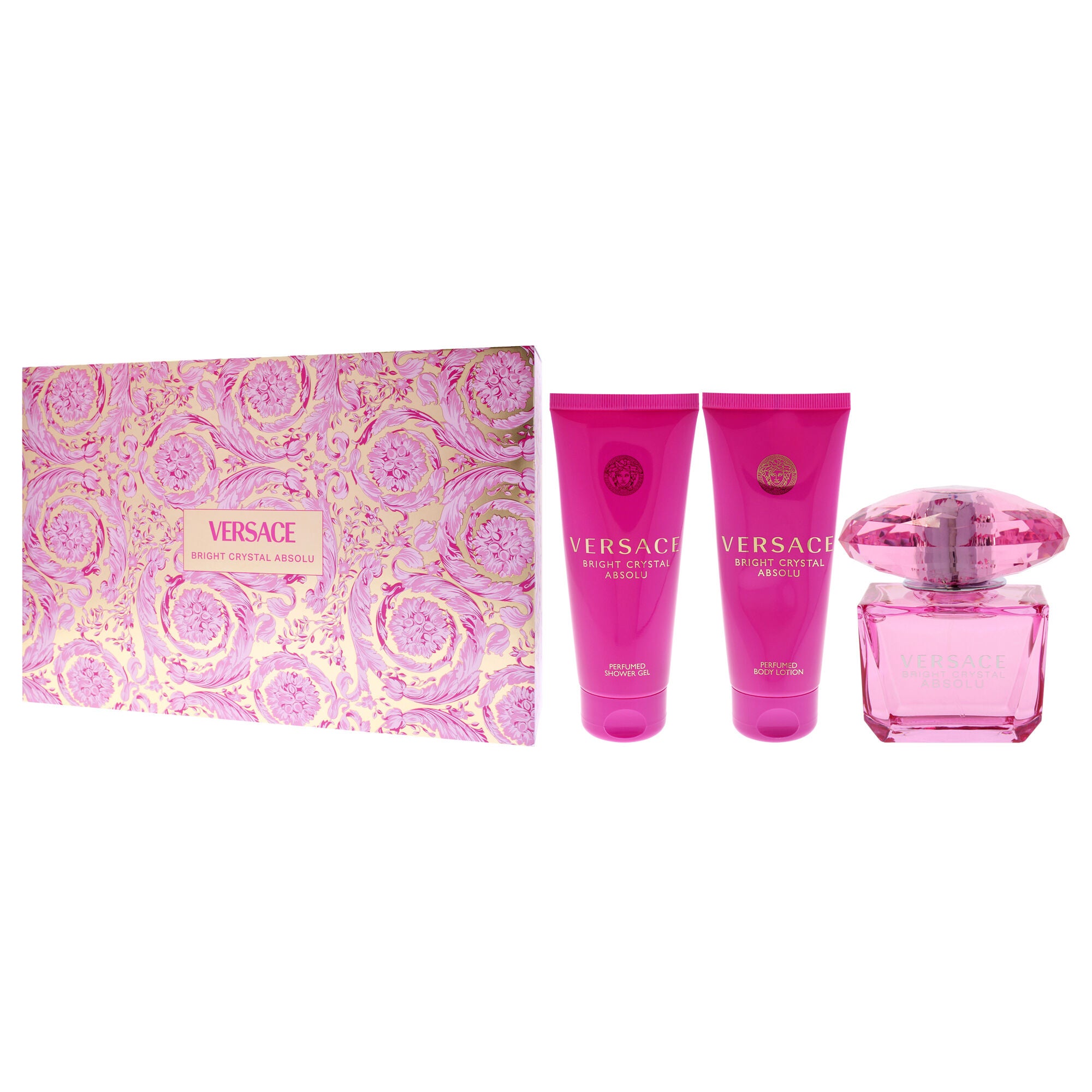 Versace Bright Crystal Absolu by Versace for Women - 4 Pc Gift Set - 3oz EDP Spray, 3.4oz Shower Gel, 3.4oz Body Lotion, Bag - Black and Gold, See Description, alternate image number 3
