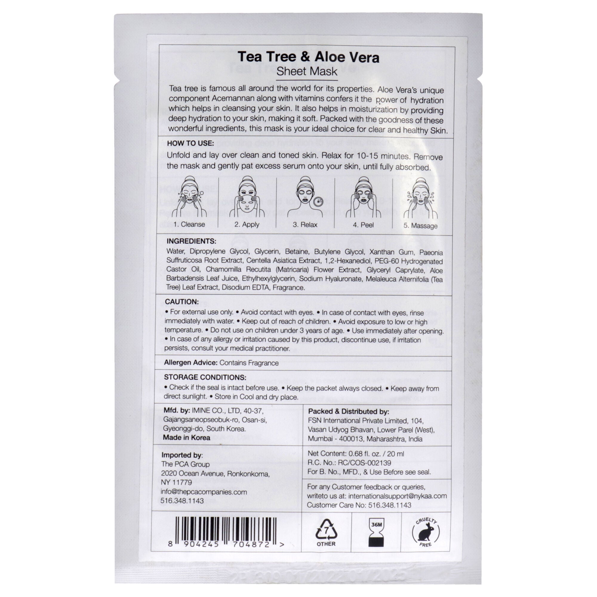 Skin Secrets Sheet Mask - Tea Tree and Aloe Vera by Nykaa Naturals for Women - 1 Pc Mask, See Description, alternate image number 1