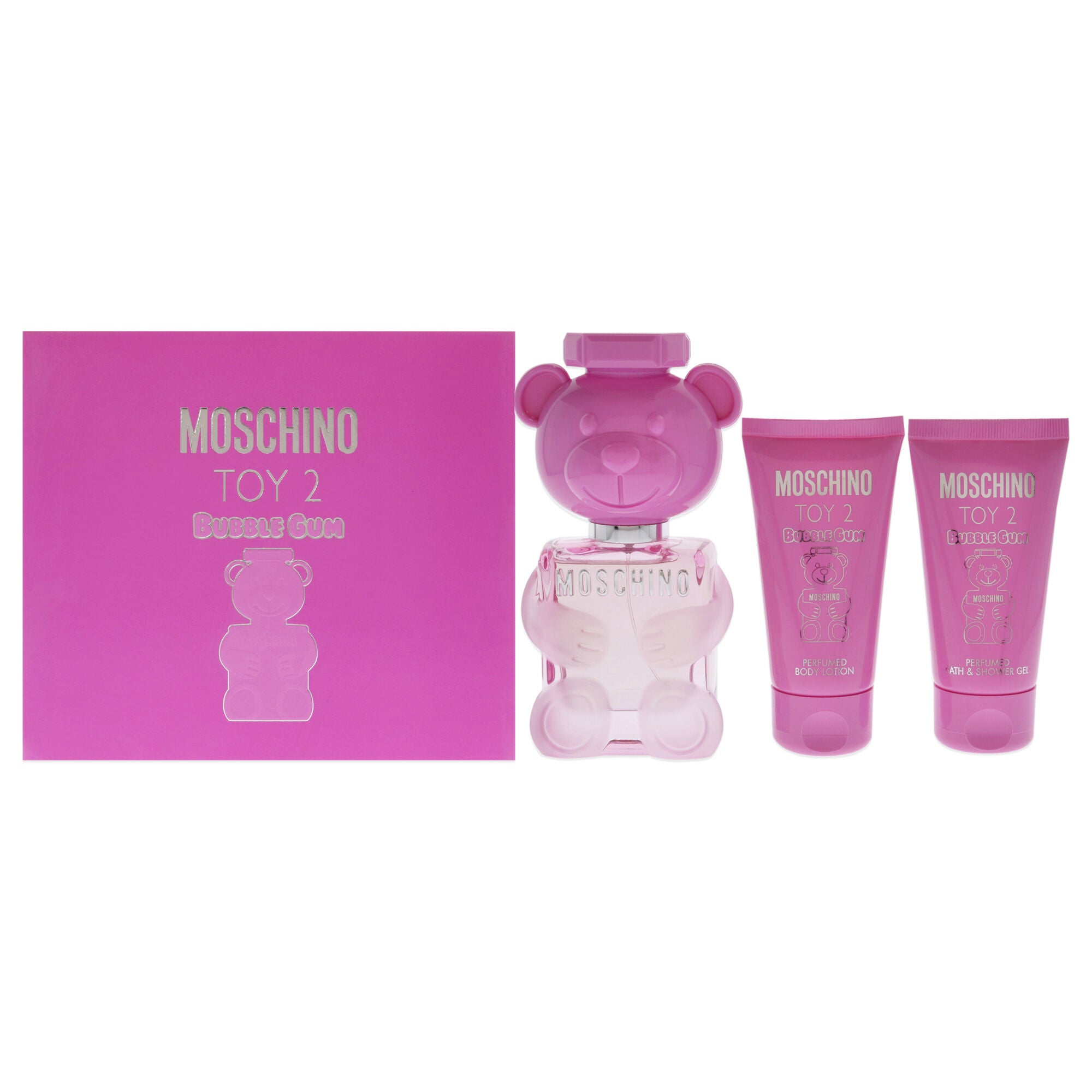 Moschino Toy 2 Bubble Gum by Moschino for Women - 3 Pc Gift Set 1.7oz EDT Spray, 1.7oz Body Lotion, 1.7oz Bath and Shower Gel, See Description, hi-res image number 0