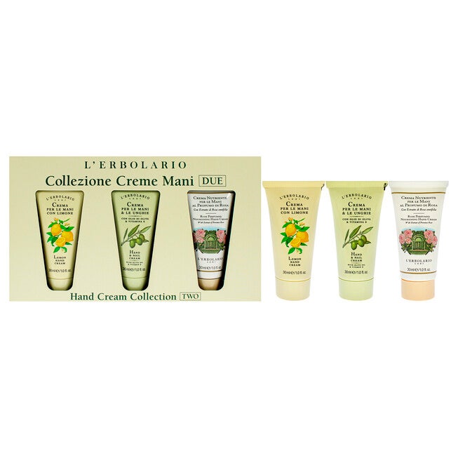 Hand Cream Collection Two by LErbolario for Unisex - 3 Pc 1oz Hand and Nail Cream, 1oz Perfumed Nourishing Hand Cream - Rose, 1oz Hand Cream - Lemon, See Description, hi-res image number 0