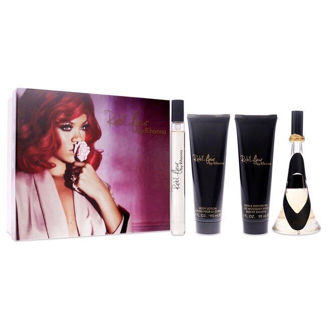 Rebl Fleur by Rihanna for Women - 4 Pc Gift Set 3.4oz EDP Spray, 3oz Body Lotion, 3oz Bath and Shower Gel, 10ml EDP Spray, NA, alternate image number null
