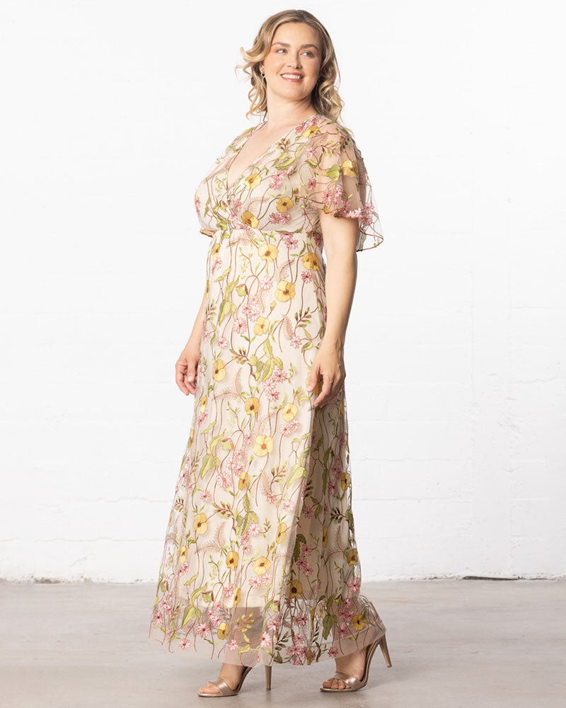 Embroidered Elegance Evening Gown, Sunkissed Garden, alternate image number 1