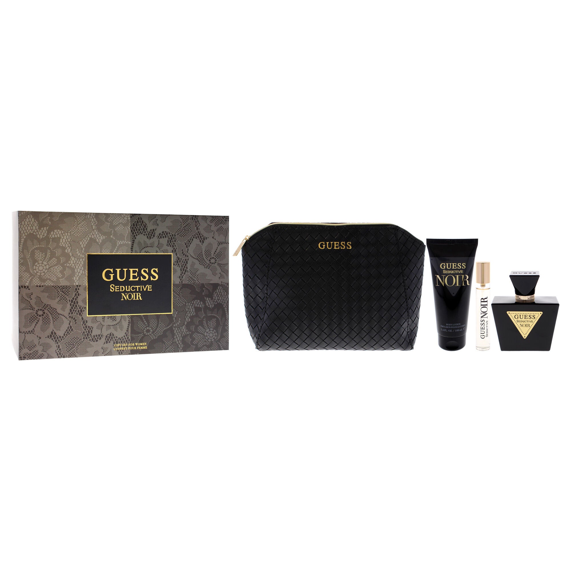 Guess Seductive Noir by Guess for Women - 4 Pc Gift Set 2.5oz EDT Spray, 0.5oz EDT Spray, 3.4oz Body Lotion, Pouch, See Description, alternate image number 2