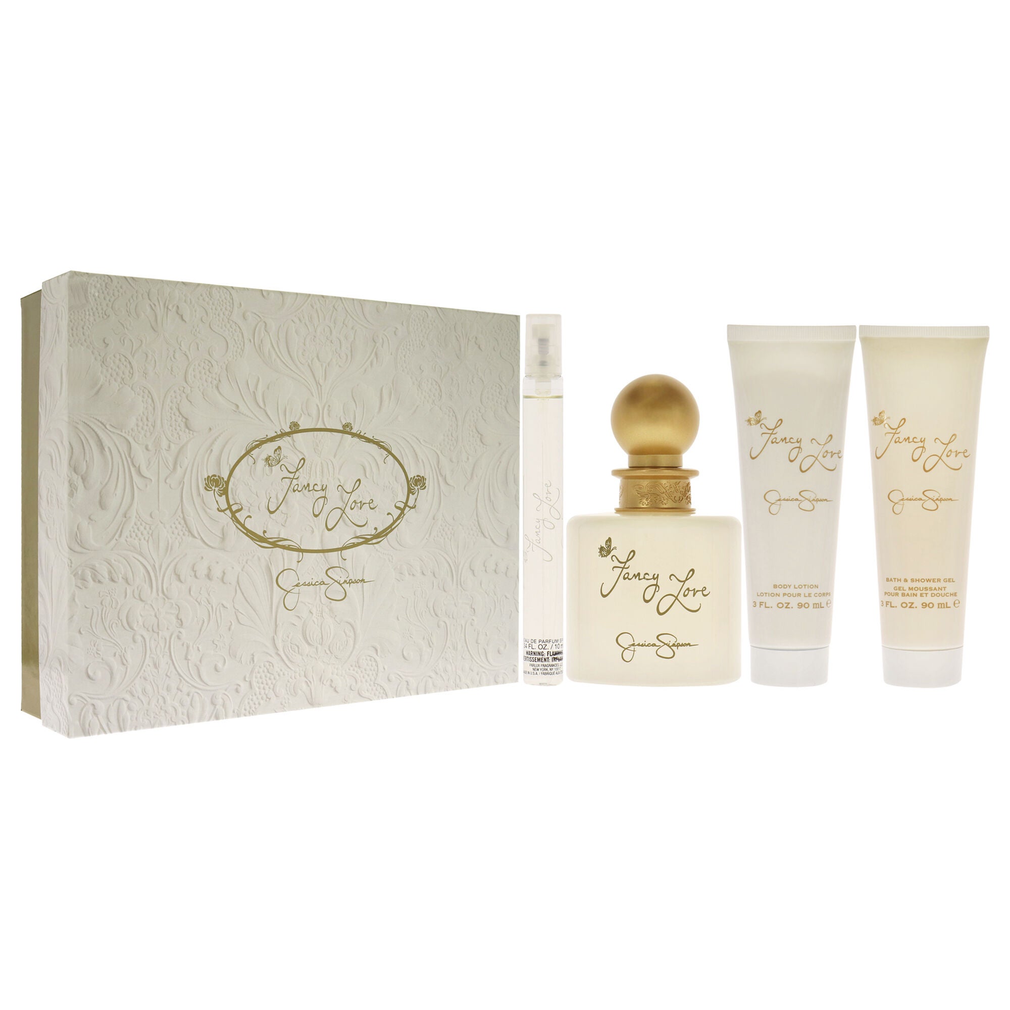 Fancy Love by Jessica Simpson for Women - 4 Pc Gift Set 3.4oz EDP Spray, 0.34oz EDP Mini Spray, 3oz Body Lotion, 3oz Bath and Shower Gel, See Description, alternate image number 4