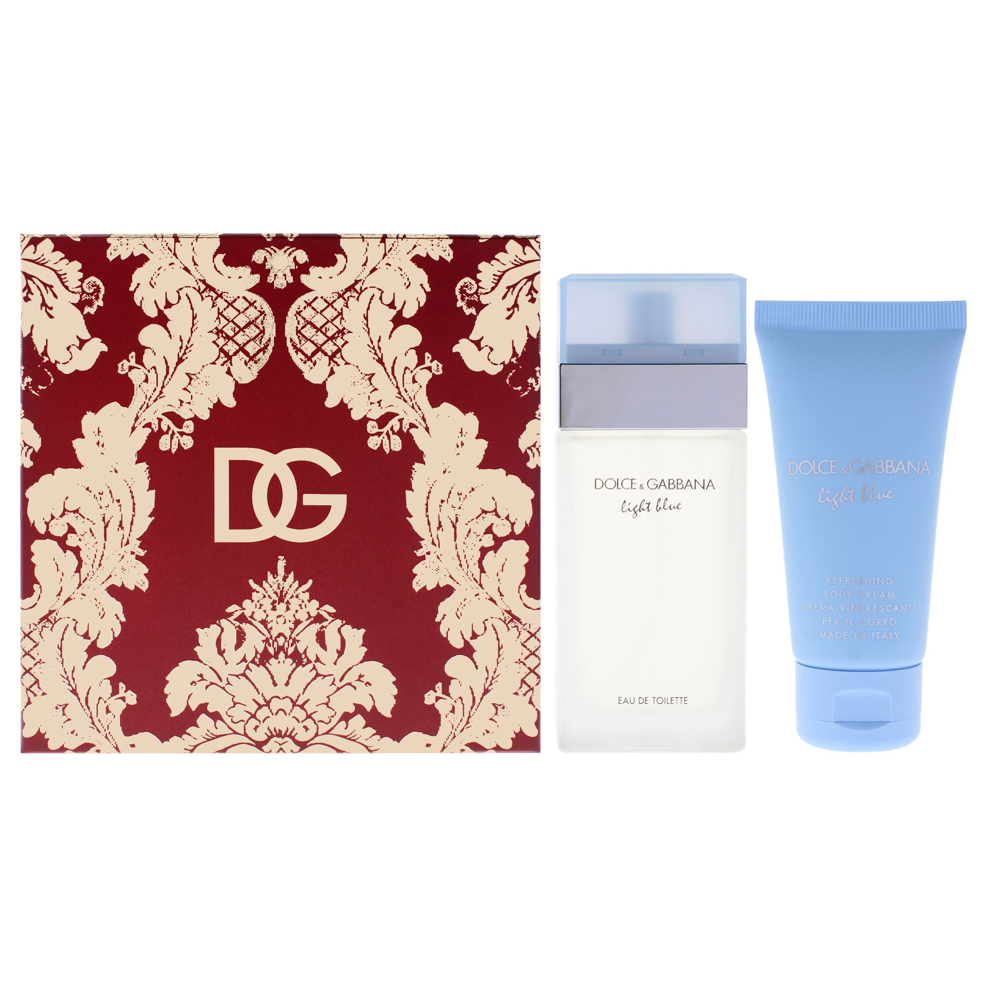 Light Blue by Dolce and Gabbana for Women - 2 Pc Gift Set 1.7oz EDT Spray, 1.7oz Refreshing Body Cream, Clear, hi-res image number 0
