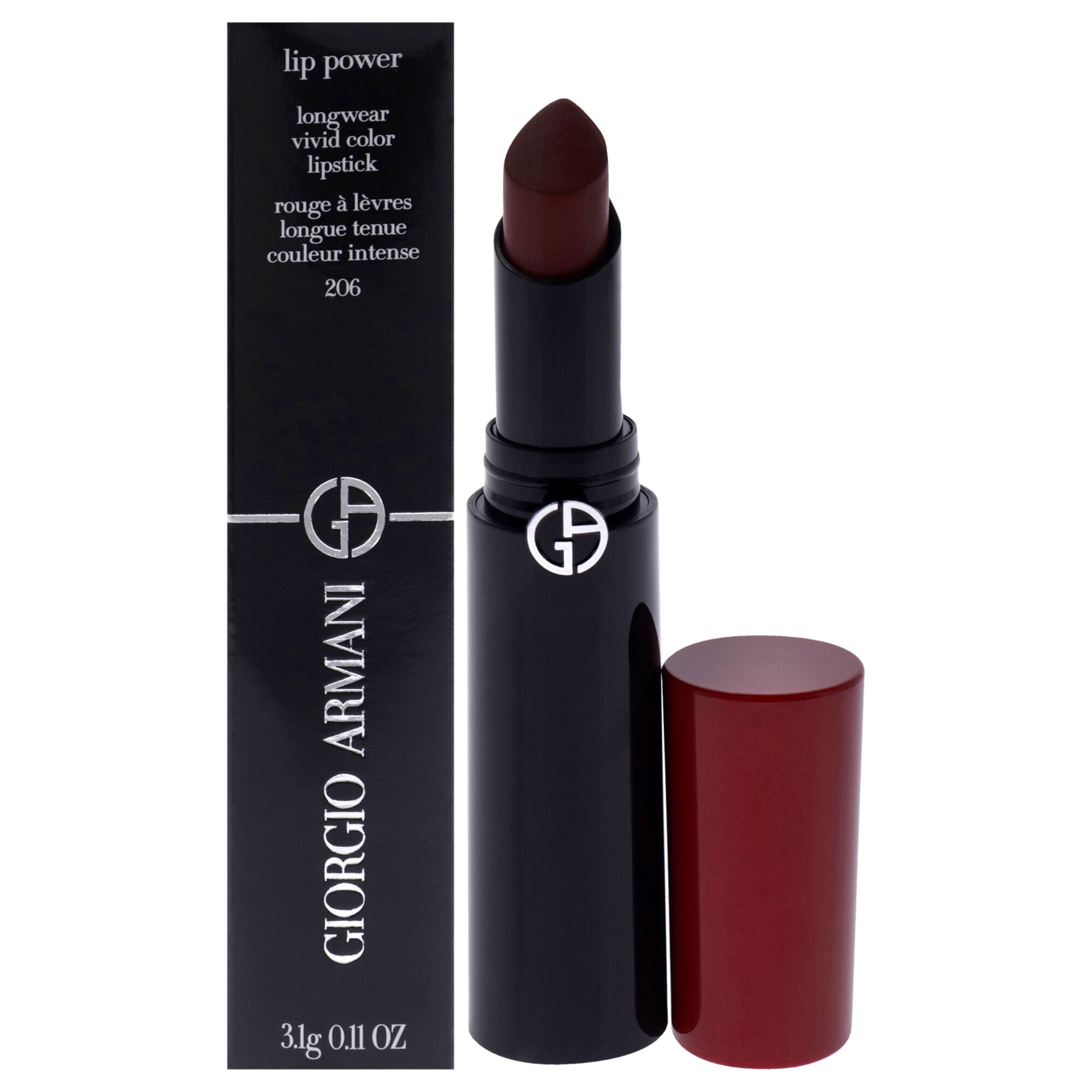 Lip Power Longwear Vivid Color Lipstick - 206 Cedar by Giorgio Armani for Women - 0.11 oz Lipstick, See Description, hi-res image number 0