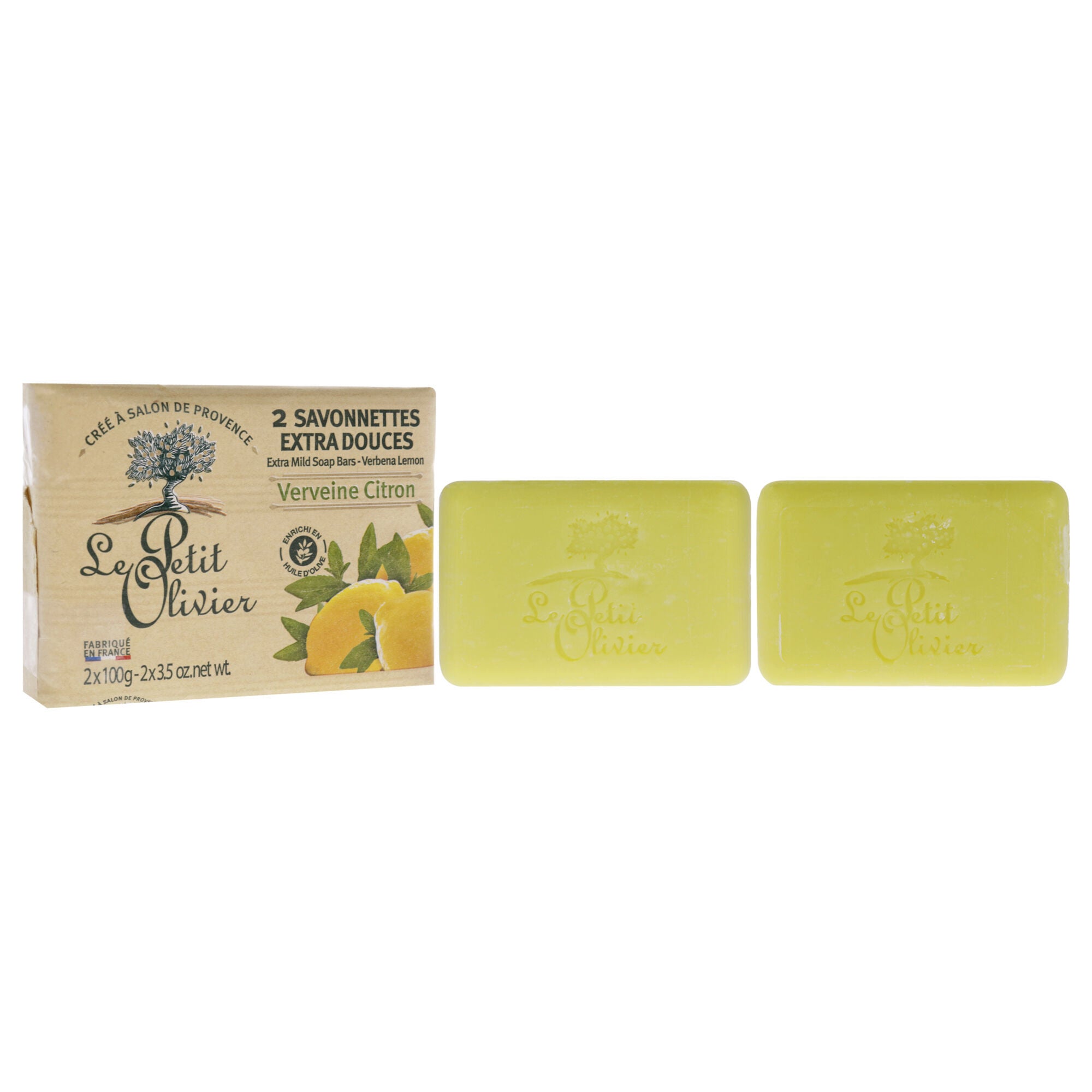 Extra Mild Soap Bars - Verbena Lemon by Le Petit Olivier for Men - 2 x 3.5 oz Soap, , alternate image number 6