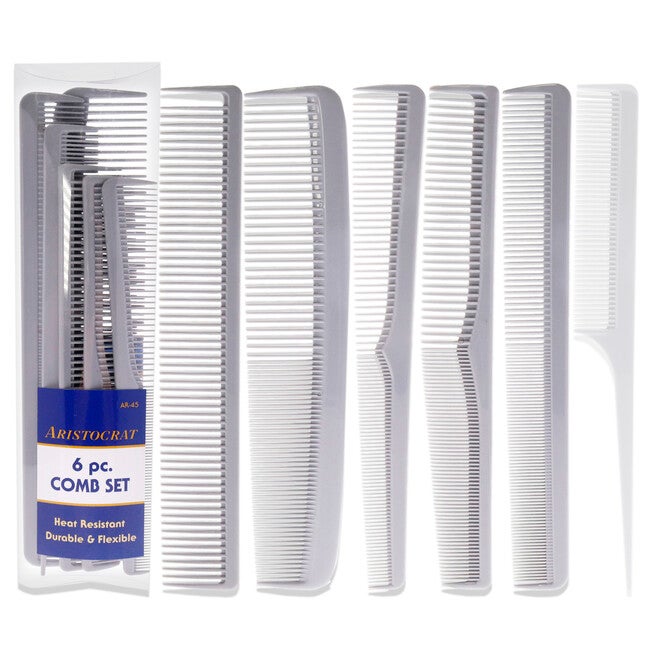 Heat Resistant Durable and Flexible Combs Set by Aristocrat for Unisex - 6 Pc Comb, , alternate image number null