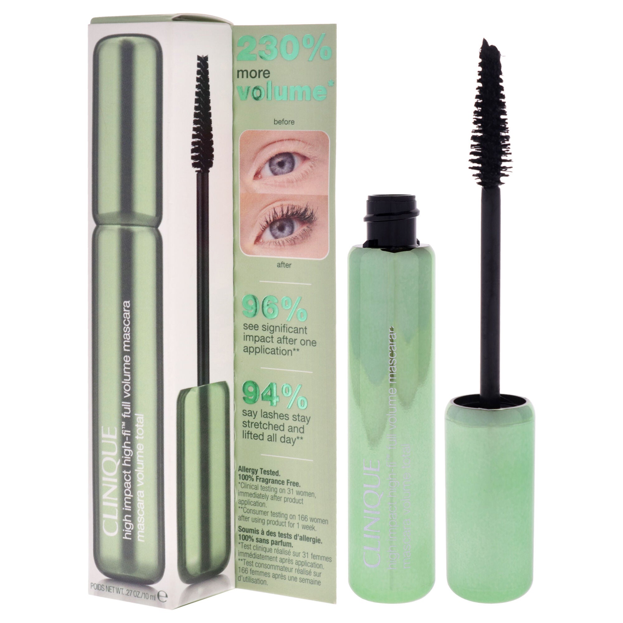 High Impact High-Fi Full Volume Mascara - 01 Intense Black by Clinique for Women - 0.27 oz Mascara, Black, alternate image number 3