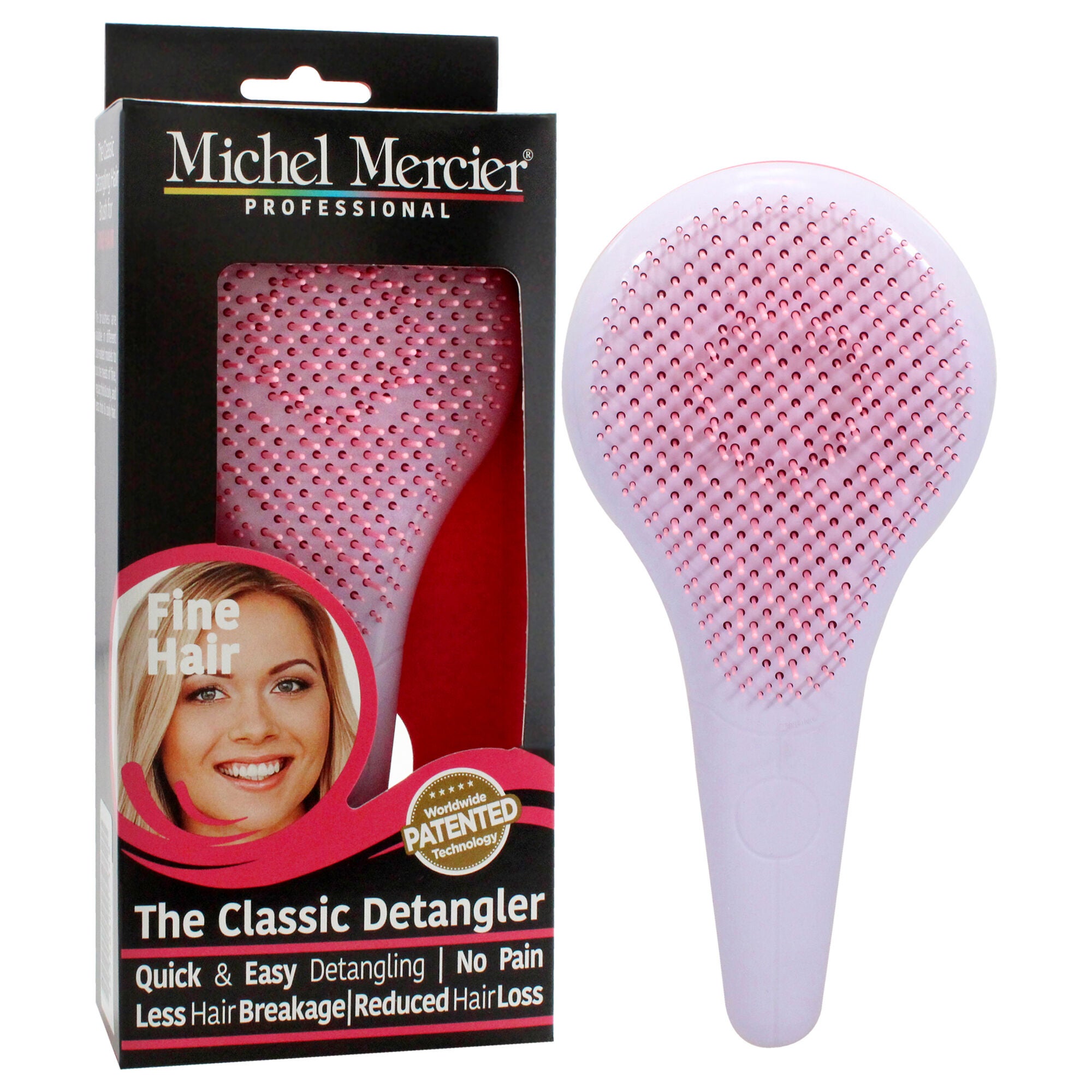 The Classic Detangler Fine Hair - Pink-Purple by Michel Mercier for Unisex - 1 Pc Hair Brush, See Description, alternate image number 2