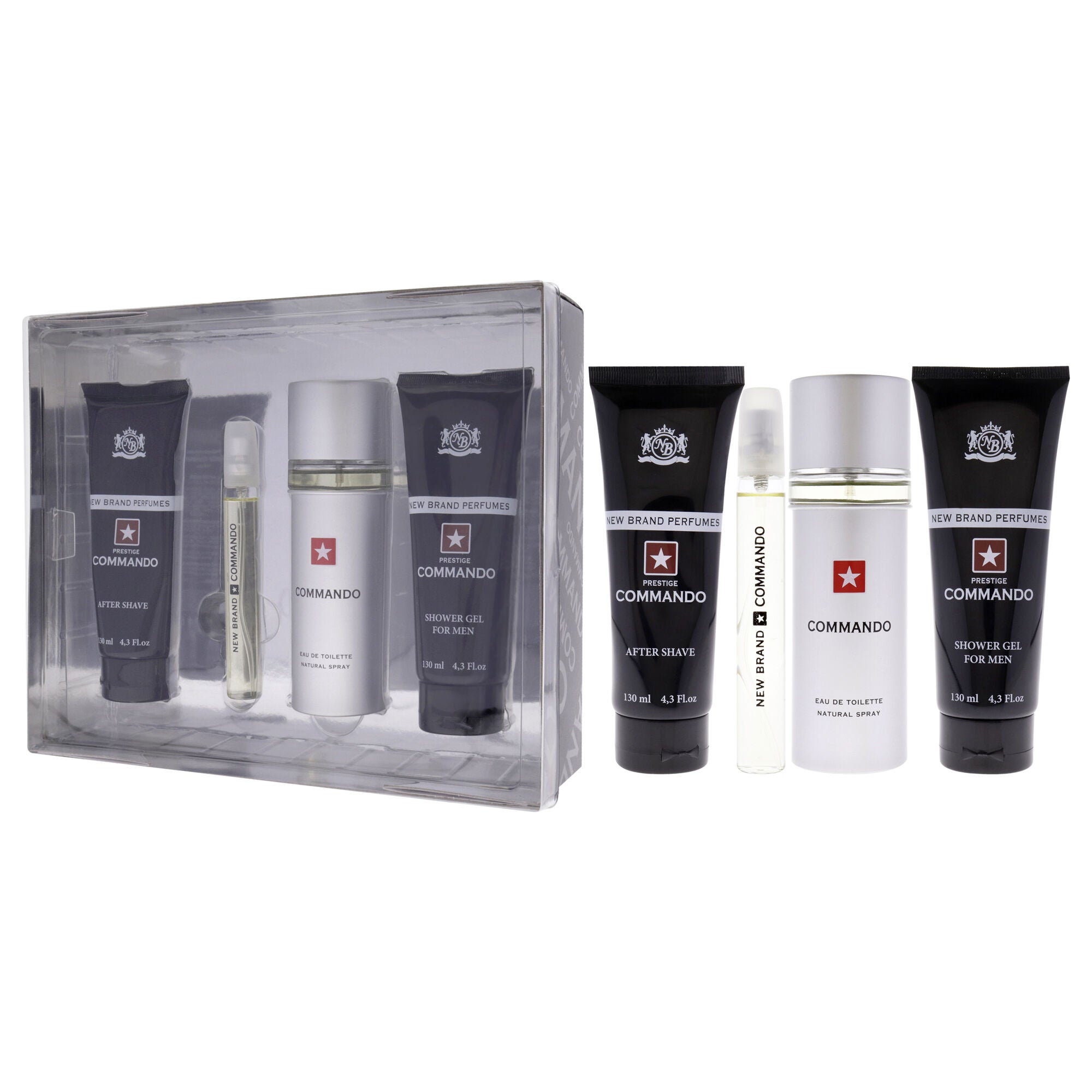 Prestige Commando by New Brand for Men - 4 Pc Gift Set 3.3oz EDT Spray, 0.5oz EDT Spray, 4.3oz Shower Gel, 4.3oz After Shave, See Description, alternate image number 3