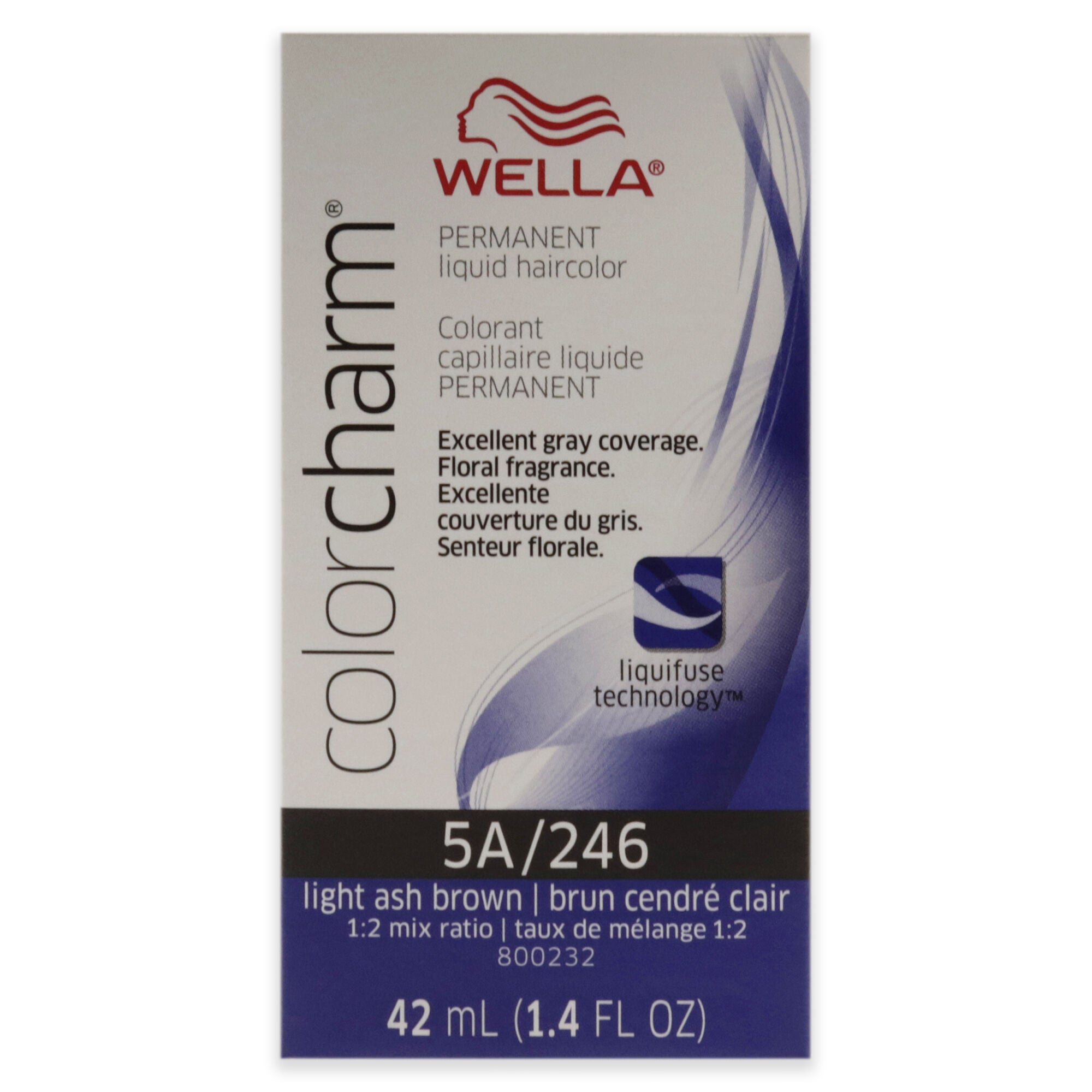 Color Charm Permanent Liquid Hair Color - 246 5A Light Ash Brown by Wella for Unisex - 1.42 oz Hair Color, Brown, alternate image number 4