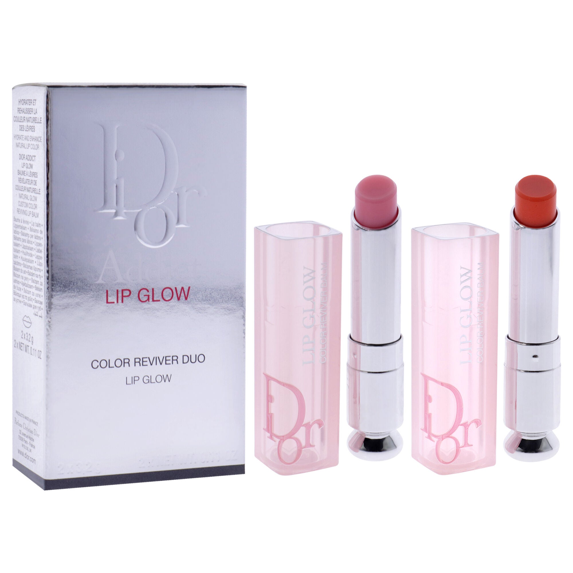 Dior Addict Lip Glow Duo by Christian Dior for Women - 2 Pc 0.11oz Lip Balm - 001 Pink, 0.11oz Lip Balm - 004 Coral, See Description, alternate image number 2