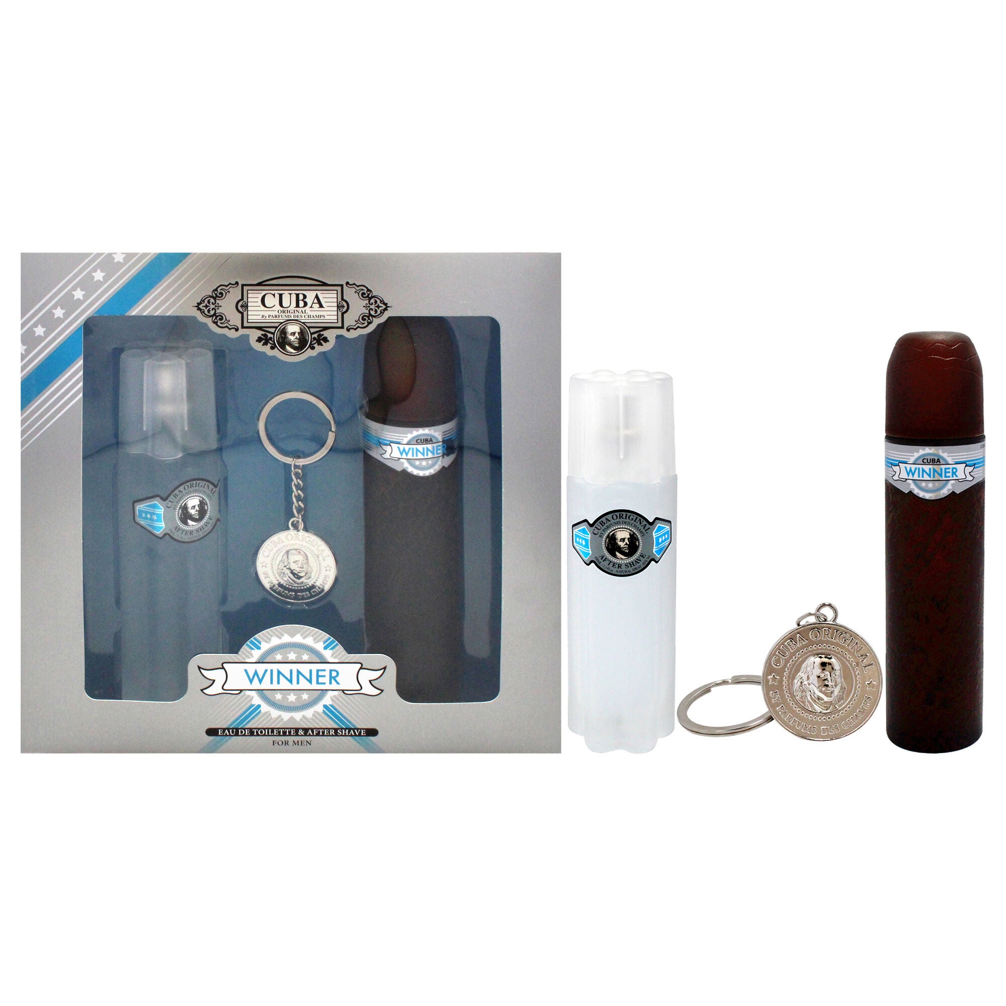 Cuba Winner by Cuba for Men - 3 Pc Gift Set 3.3oz EDT Spray, 3.3oz After Shave, Key Chain, See Description, hi-res image number 0