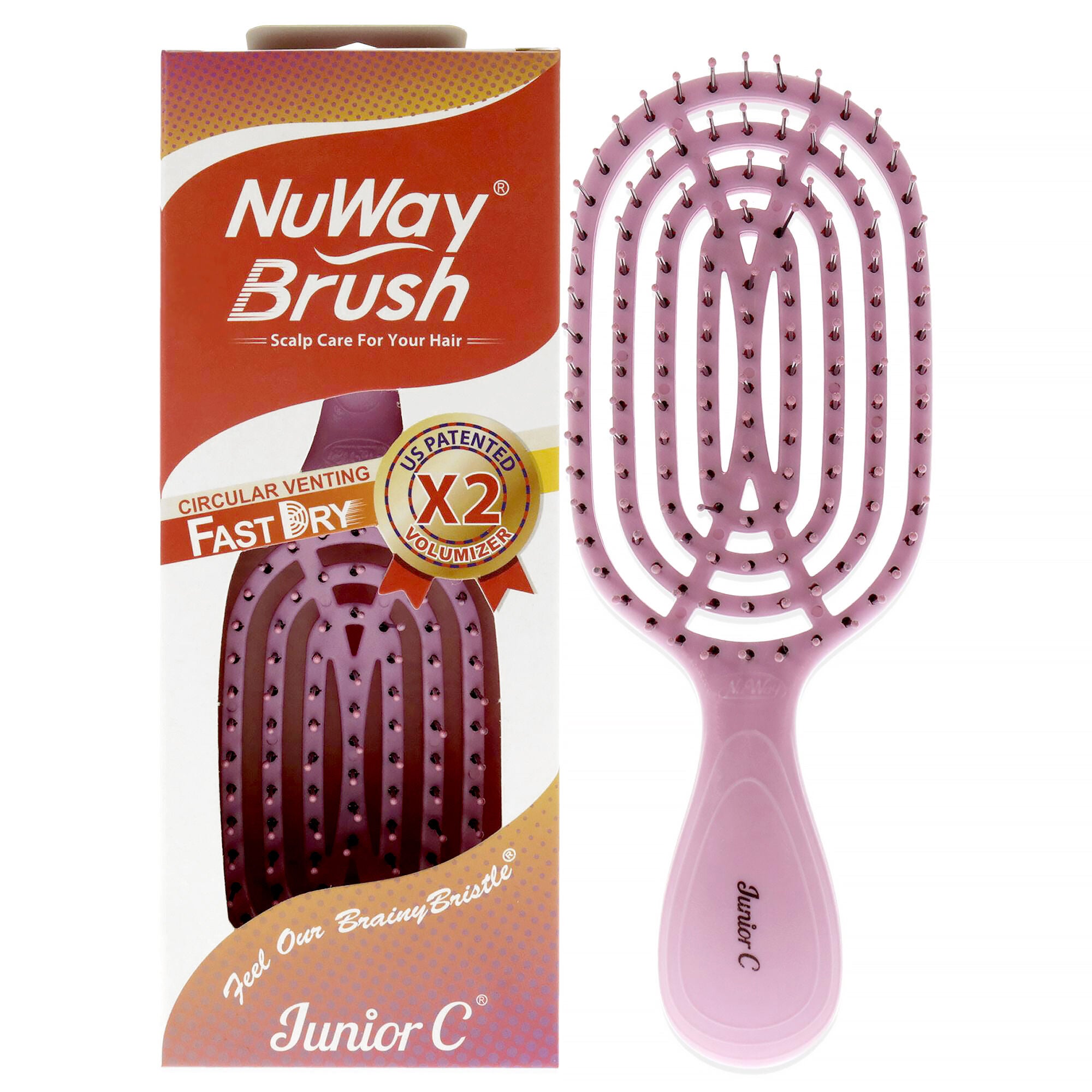 Patented Vented Junior C Brush - Pink by NuWay 4Hair for Unisex - 1 Pc Hair Brush, See Description, hi-res image number 0