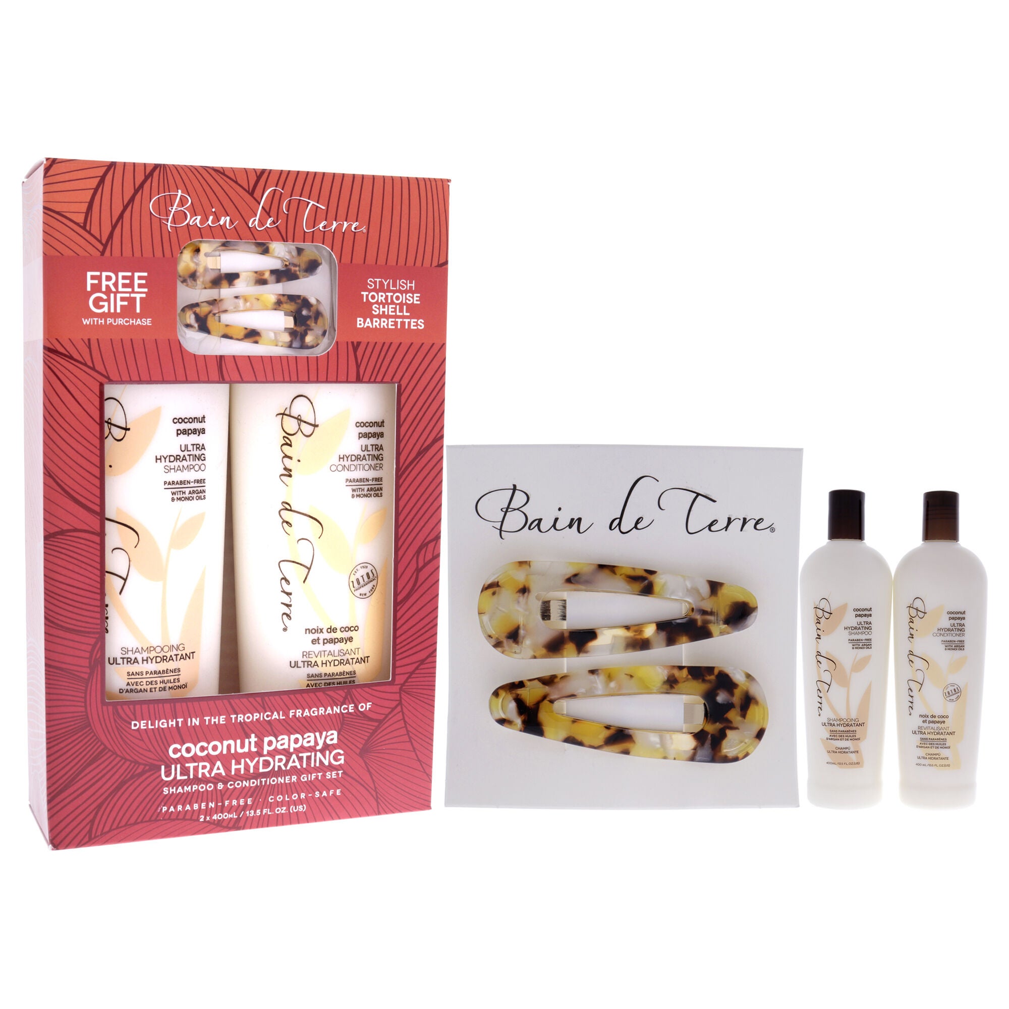 Coconut Papaya Ultra Hydrating Duo by Bain de Terre for Unisex - 2 x 13.5 oz Shampoo and Conditioner, See Description, alternate image number 1
