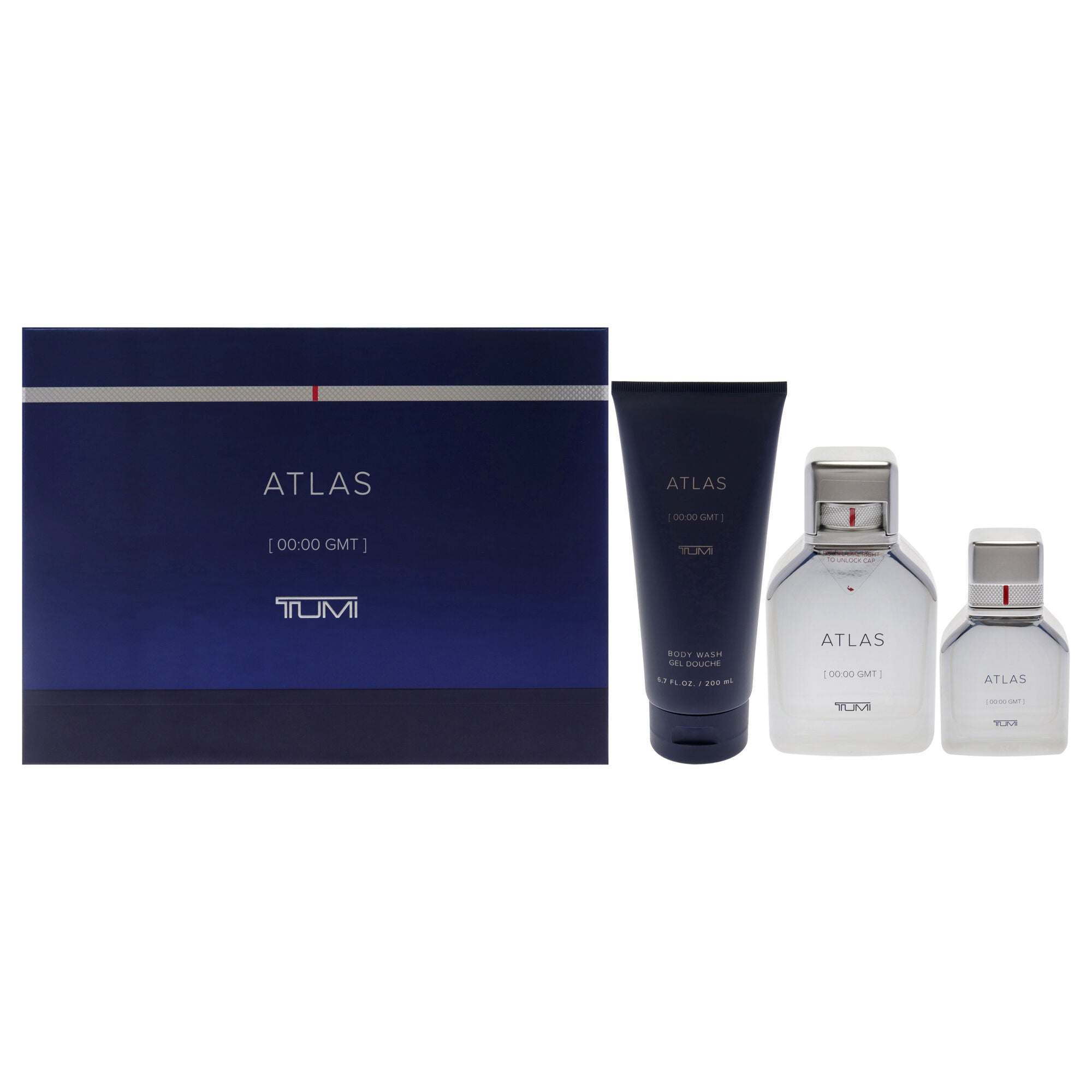 Atlas by Tumi for Men - 3 Pc Gift Set 3.4oz EDP Spray, 1oz EDP Spray, 6.7oz Body Wash, See Description, hi-res image number 0